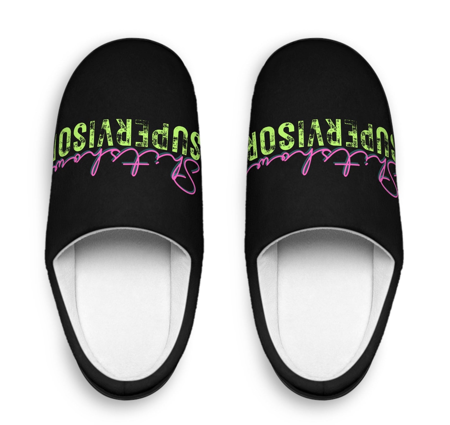 Slippers - Funny Shitshow Supervisor Mom Humor Indoor Shoes, Christmas Gift for Her, Women's House Slides, Cozy Slip-Ons, Winter Holiday