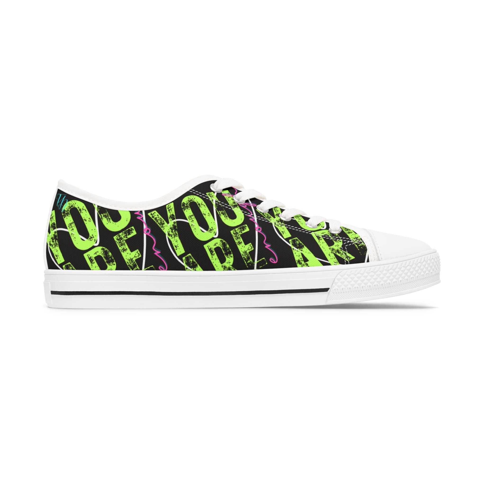 Empowering Women's Low Top Sneakers, Motivational Shoes for Her, Inspirational Athletic Footwear, Bright Colors, Positive Vibes