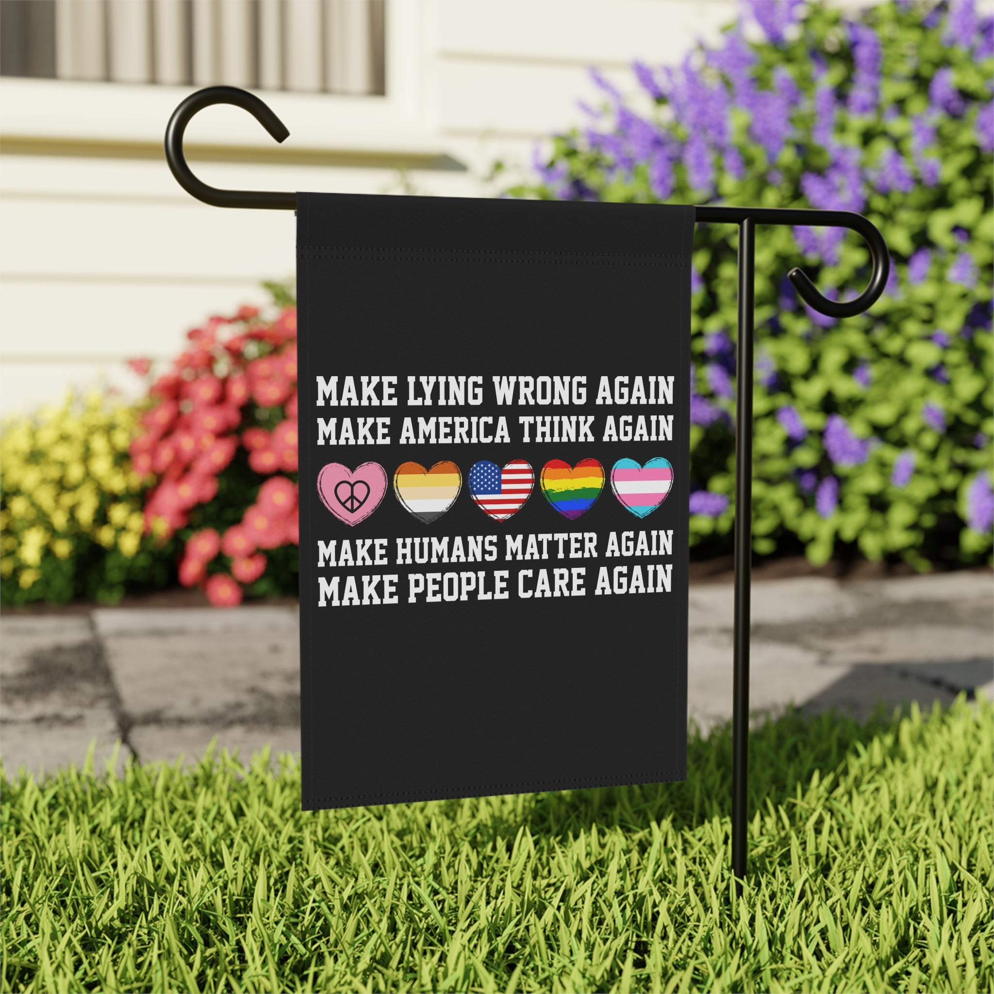 Garden Flag, Anti Trump Equality Inclusion Resist Save Democracy, Protest Yard Sign, Political Activism Banner, Liberal Outdoor Decor,