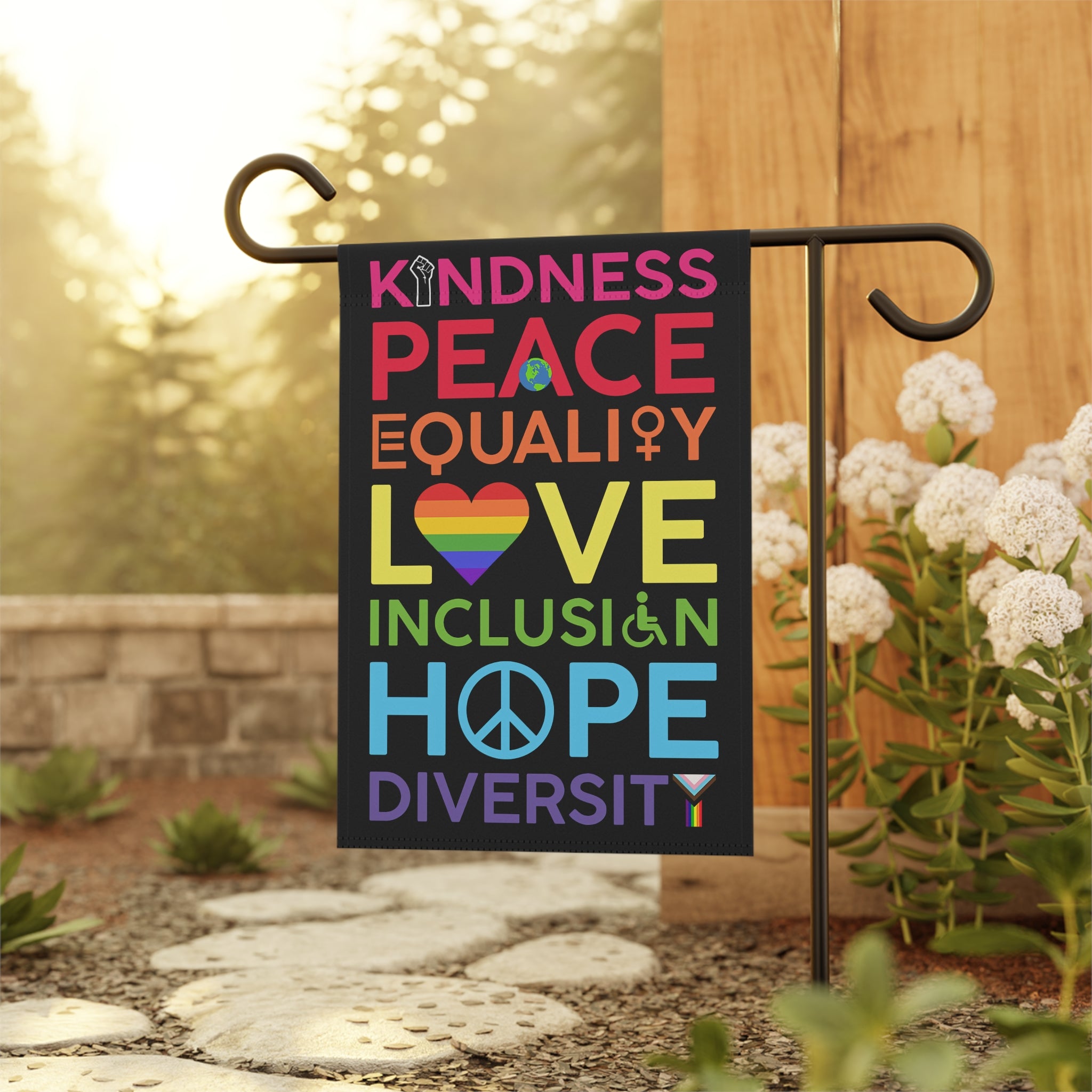 Banner - Human Rights Activists Kindness Peace Rainbow Design, Anti Trump, Motivational Sign