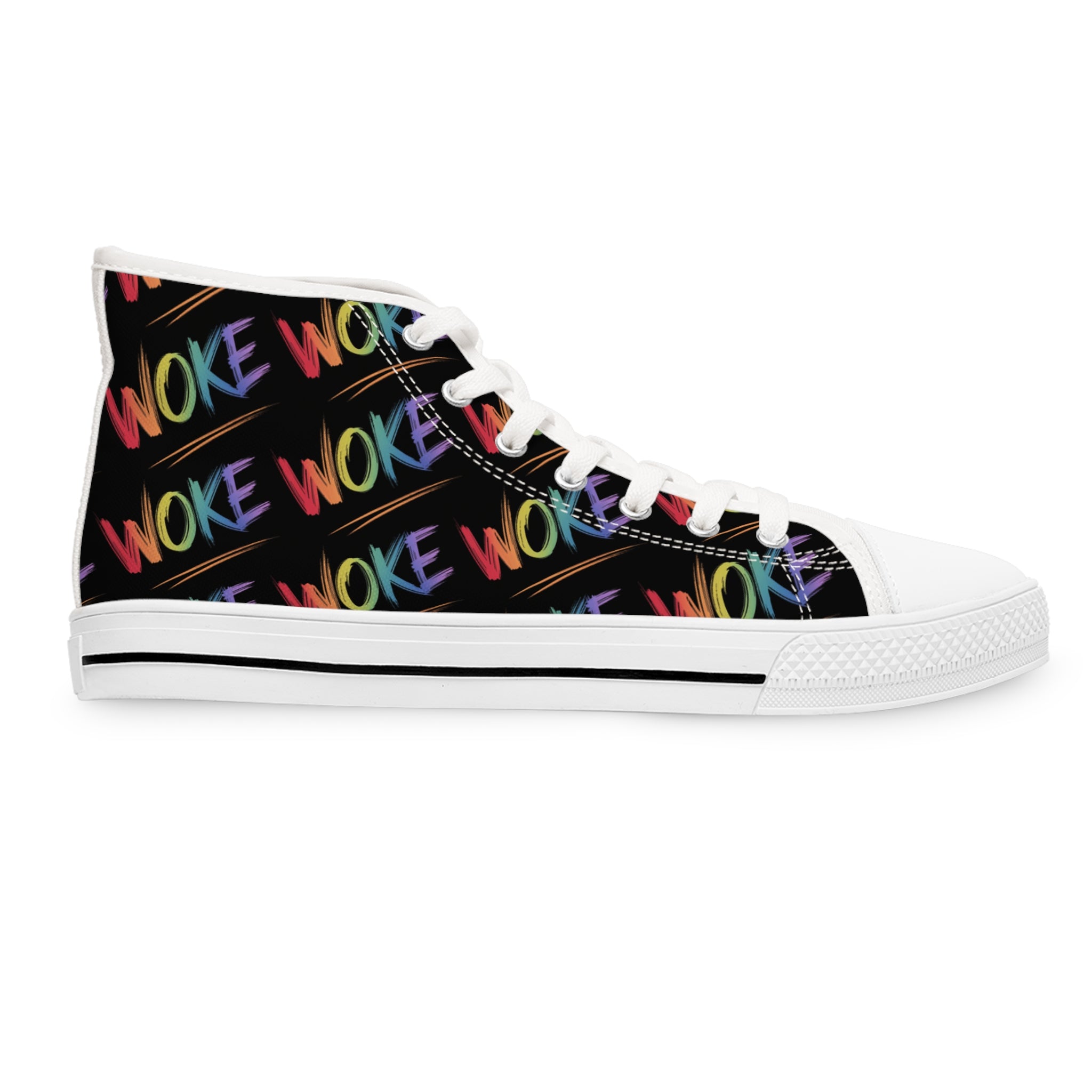 Woke Women's High Top Sneakers, Trendy Sneakers, Colorful Fashion, Statement Footwear, Gift for Activists, Casual Wear, Liberal Protest Chucks, Anti Trump Apparel, Save Democracy