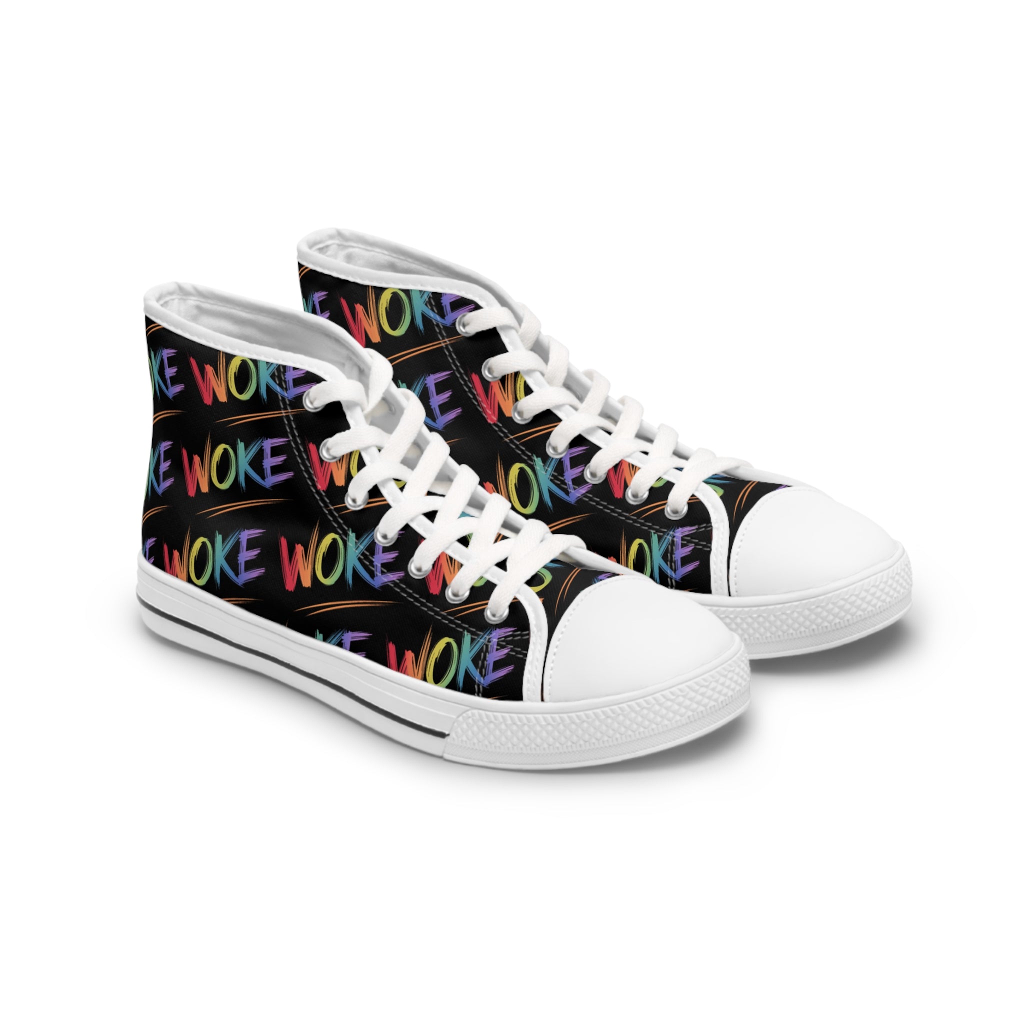 Woke Women's High Top Sneakers, Trendy Sneakers, Colorful Fashion, Statement Footwear, Gift for Activists, Casual Wear, Liberal Protest Chucks, Anti Trump Apparel, Save Democracy