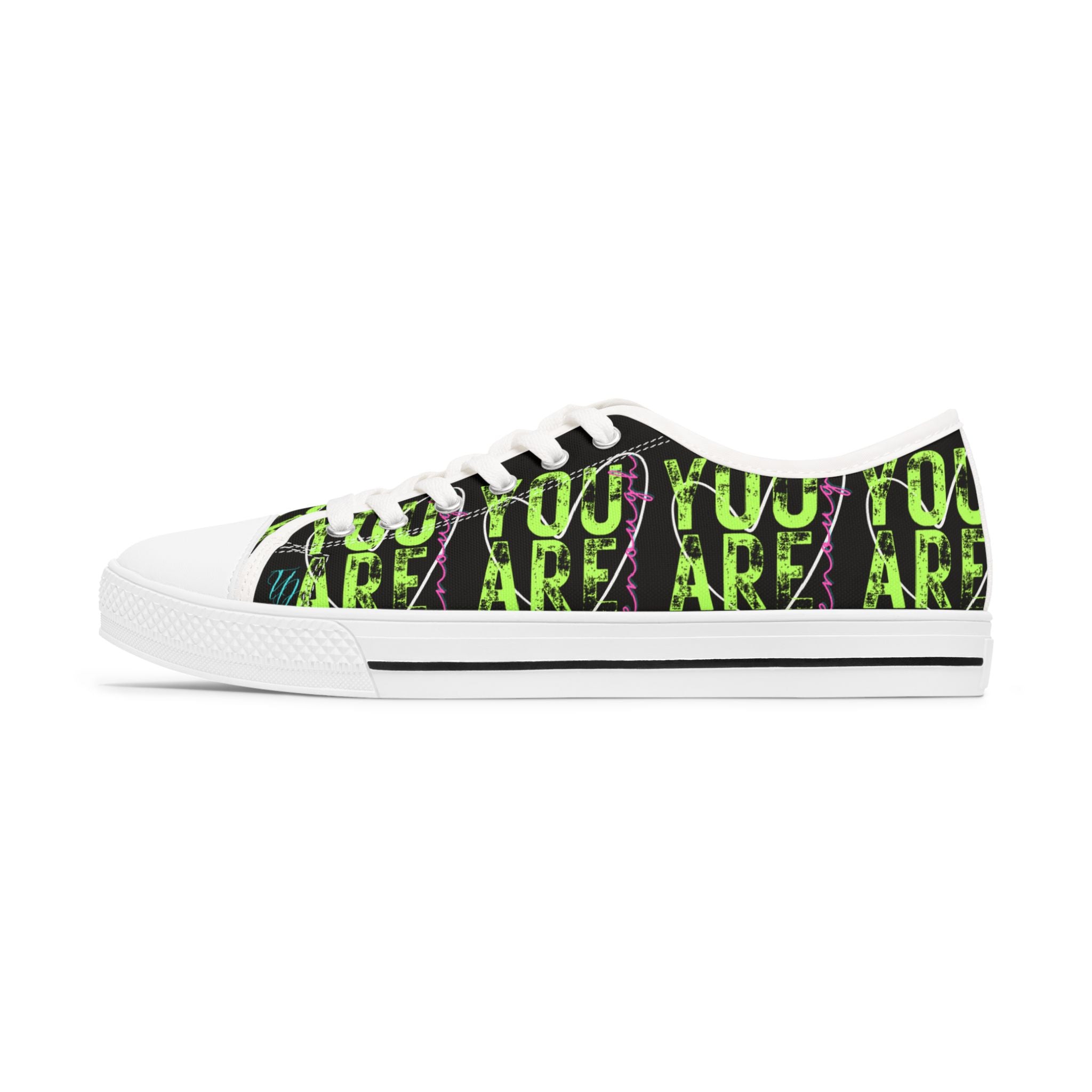 Empowering Women's Low Top Sneakers, Motivational Shoes for Her, Inspirational Athletic Footwear, Bright Colors, Positive Vibes