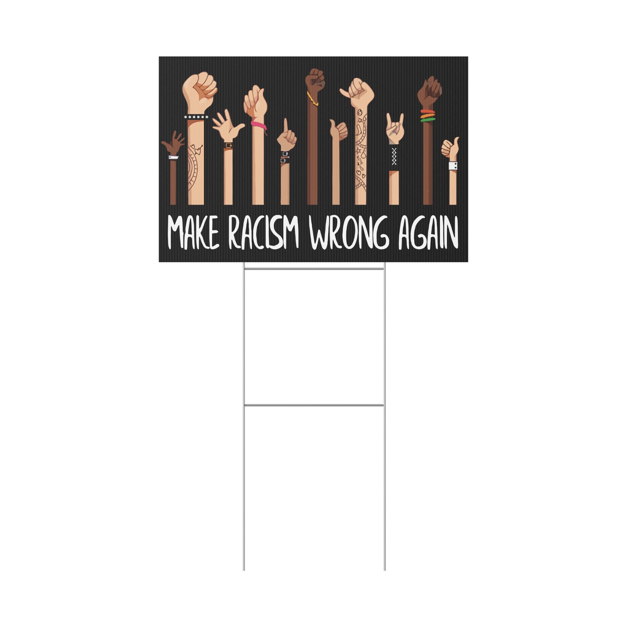 Resistance Make Racism Wrong Again Yard Sign, Garden Decor, Racial Justice Sign, Protest Sign, Black Lives Matter Sign, Outdoor Display