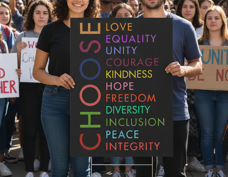 Plastic Yard Sign, Equality Love Kindness Human Rights Activists, Social Justice Outdoor Decor, Activism Protest Sign, Support Equality