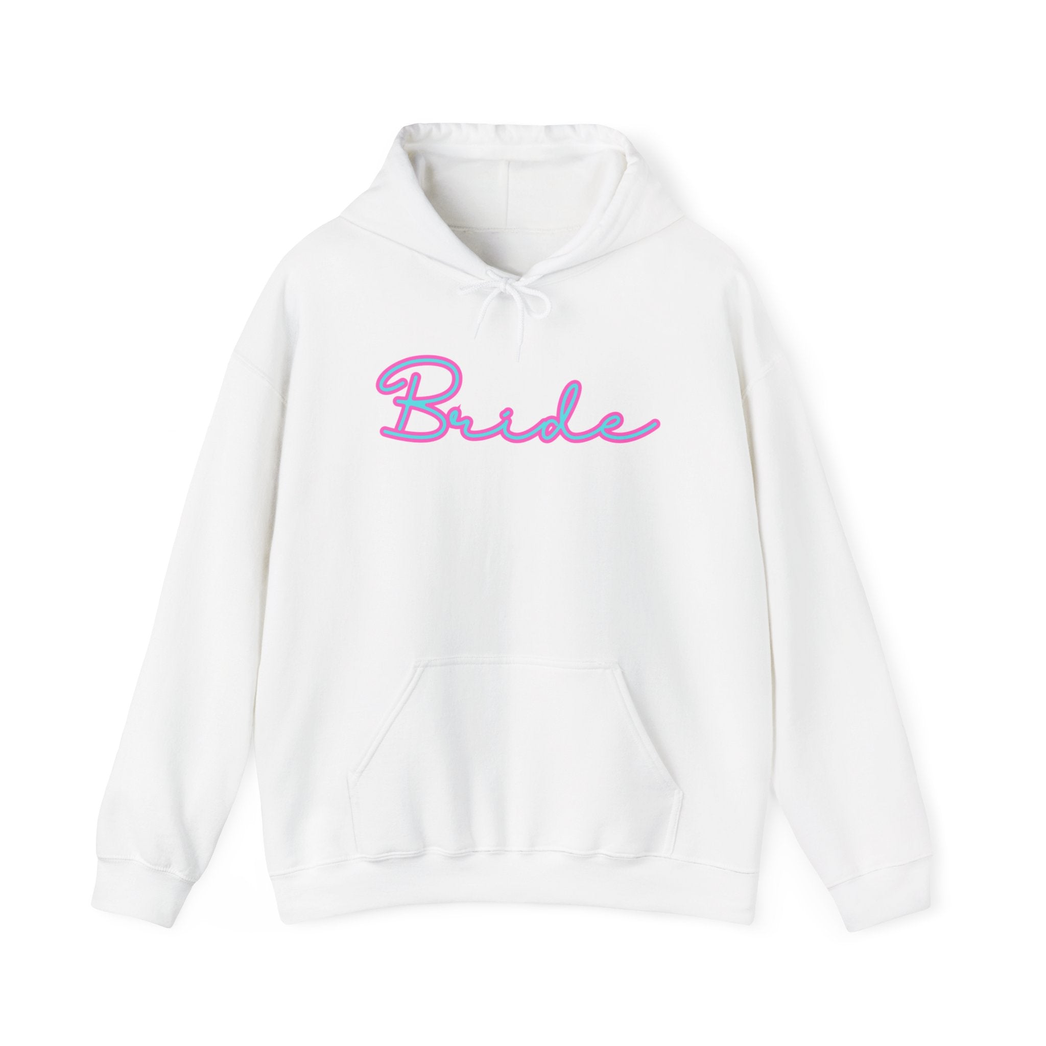 Bride Hoodie, Minimalist Design Cute Font, Pink and Blue, Wedding Sweatshirt, Bridal Party Gift, Gender Neutral Hooded Pullover, Bride-to-Be