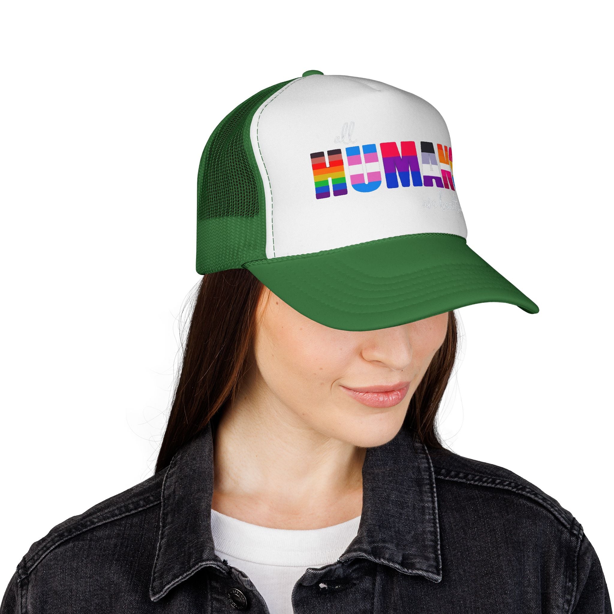 Trucker Hat Anti Trump - Equality Inclusion LGBTQ+ Humans are Beautiful Anti Trump, Pride Hat Pride Gift Pride Accessory Political Statement Hat,