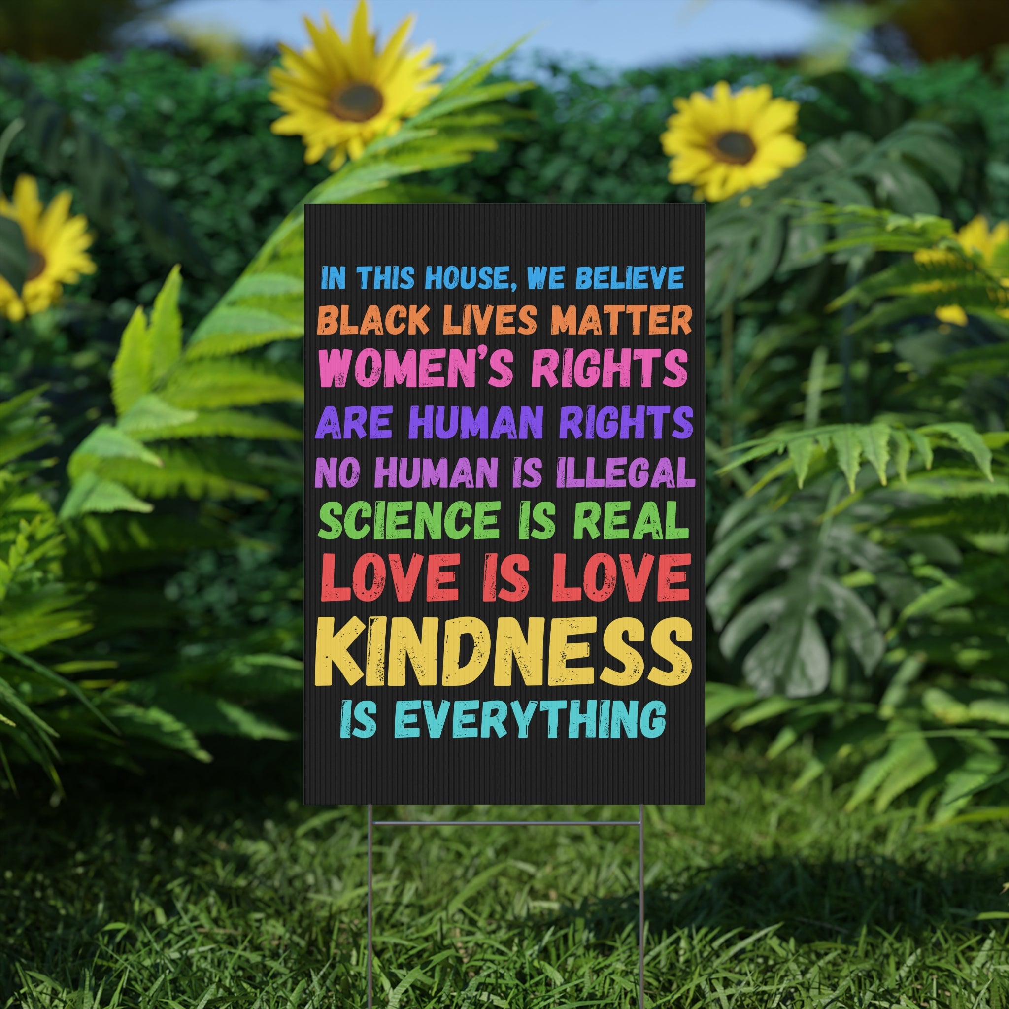 Rainbow Colored Equality Plastic Yard Sign - LGBTQ Rights Activist Yard Decor, Social Justice Outdoor Sign, LGBTQ Pride Protest Poster,