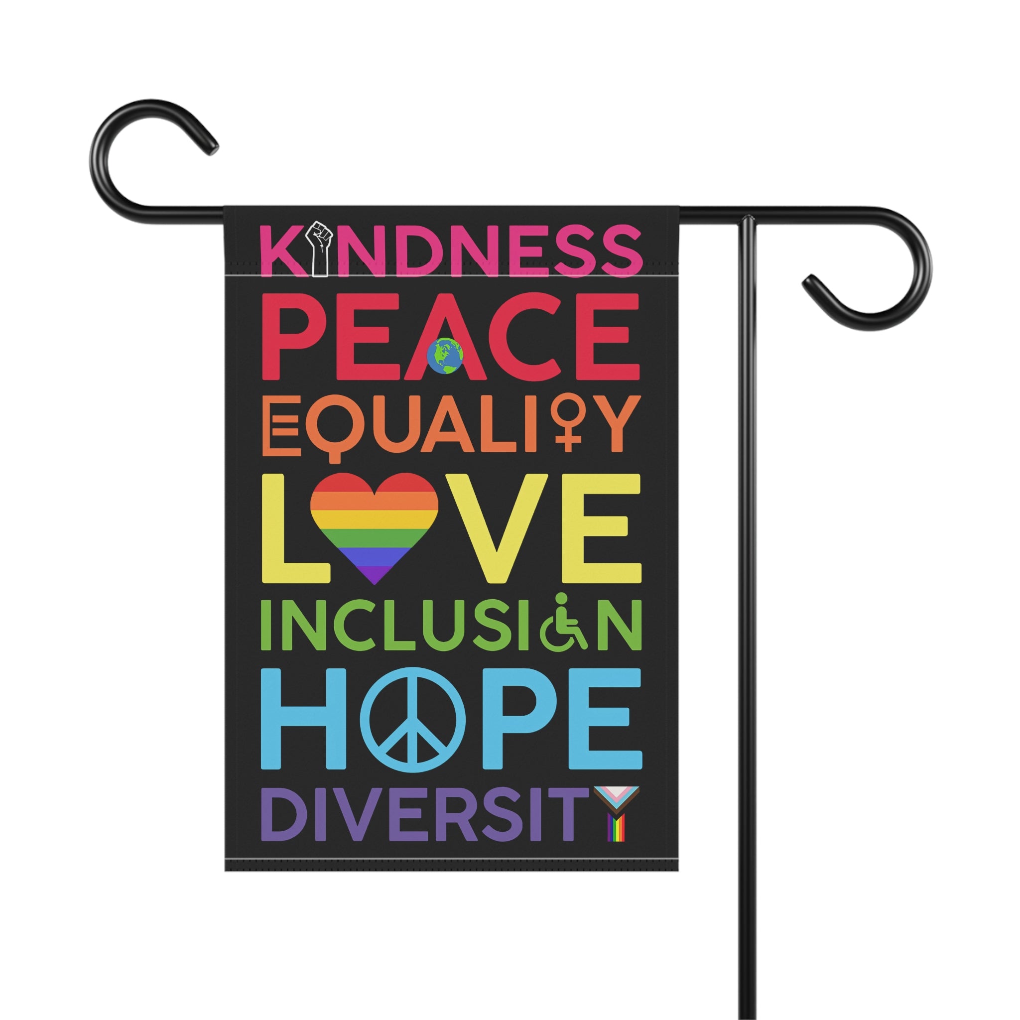Banner - Human Rights Activists Kindness Peace Rainbow Design, Anti Trump, Motivational Sign