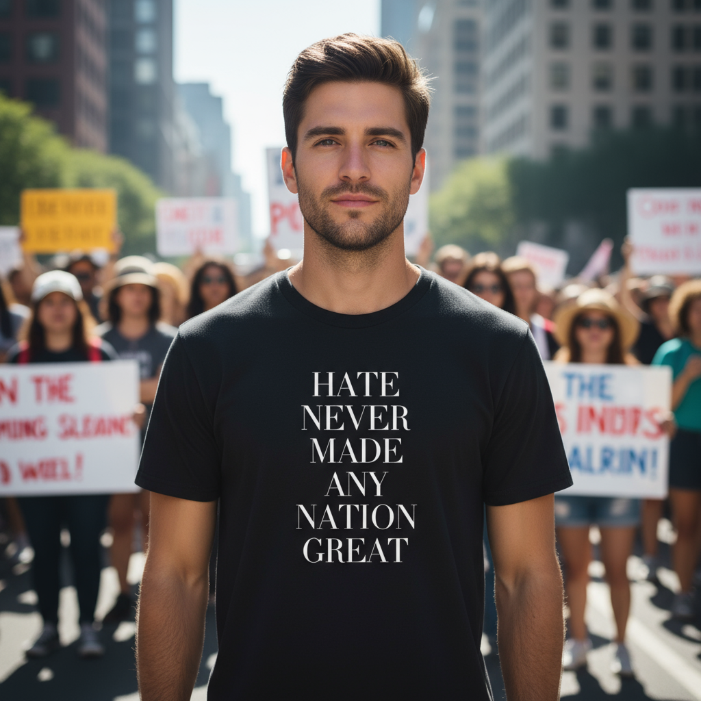 Protest Political Statement T-Shirt, Anti Trump Tee, Equality Activist Top, Save Democracy Shirt, Bold Graphic Apparel