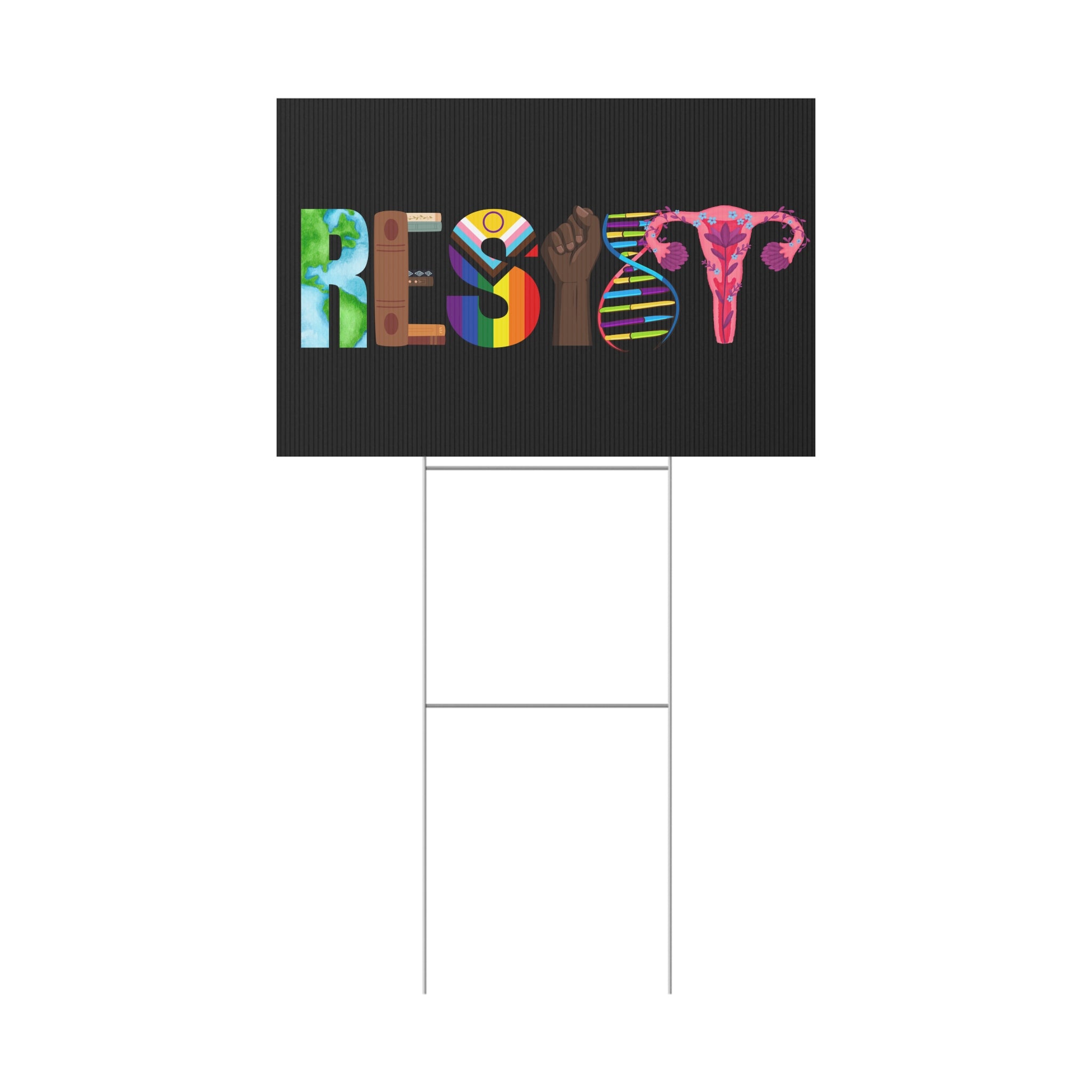 Political Rights Activist Plastic Yard Sign, Anti Trump Resist Protest Rally Protester Decoration, Liberal Democrat Home Lawn Outdoor