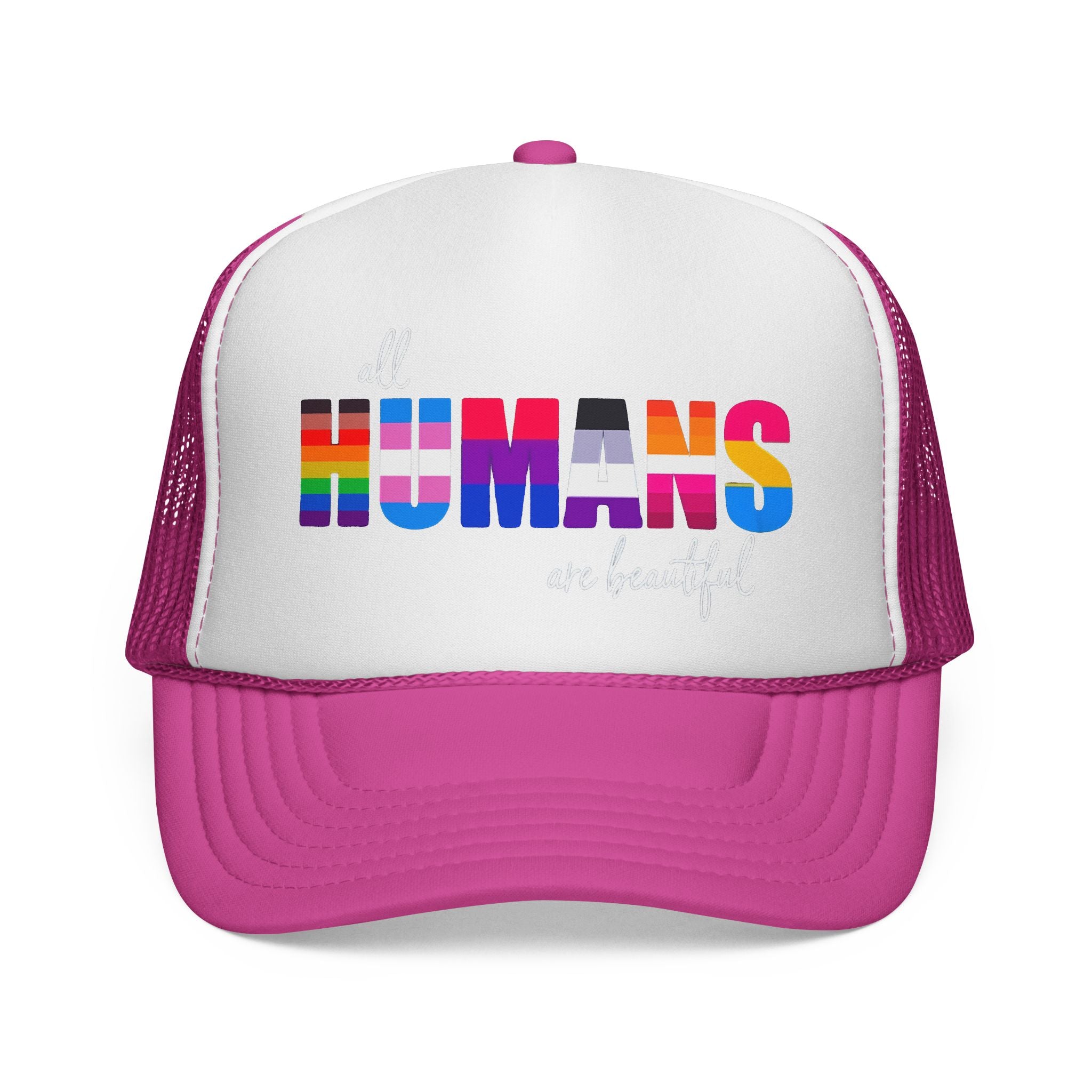 Trucker Hat Anti Trump - Equality Inclusion LGBTQ+ Humans are Beautiful Anti Trump, Pride Hat Pride Gift Pride Accessory Political Statement Hat,