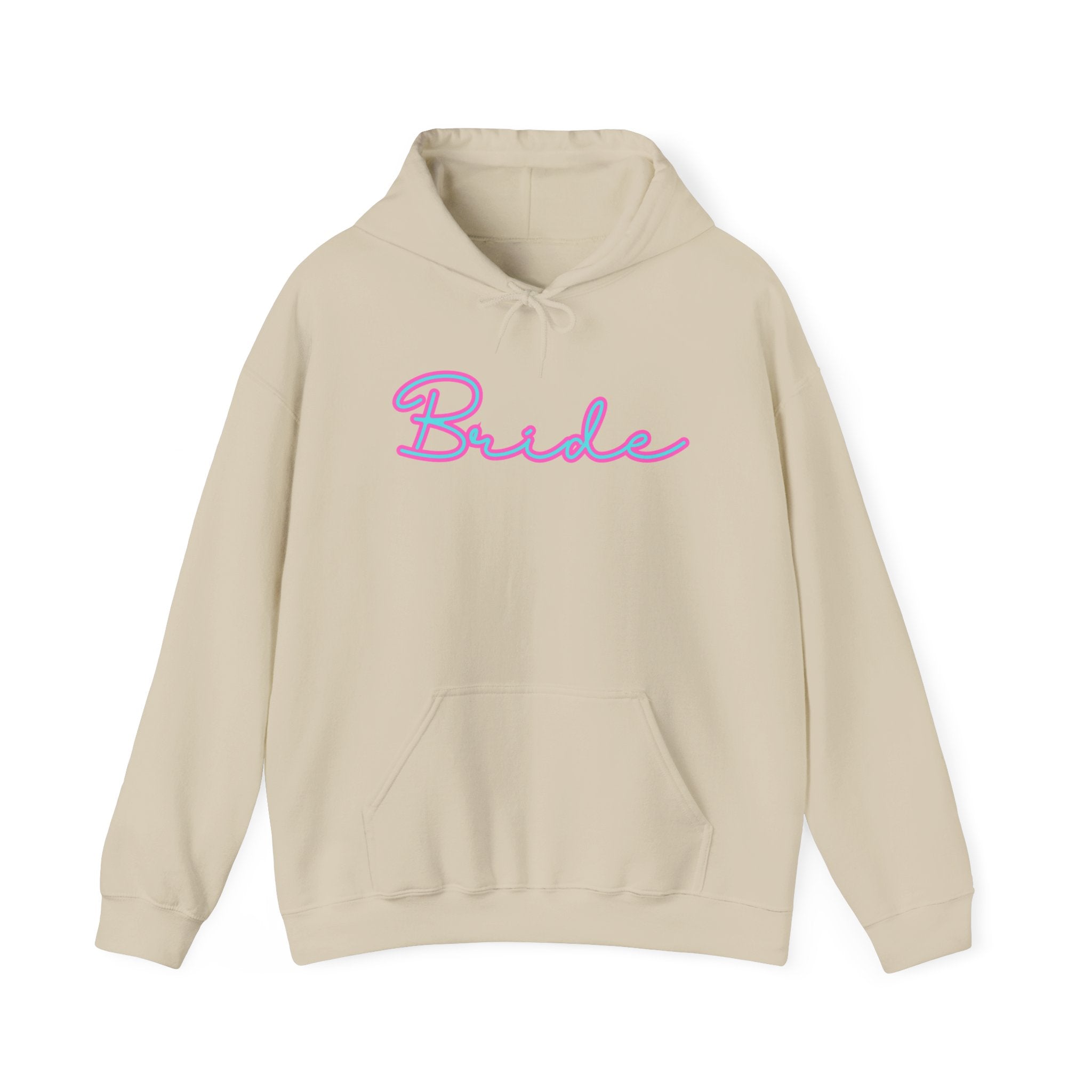 Bride Hoodie, Minimalist Design Cute Font, Pink and Blue, Wedding Sweatshirt, Bridal Party Gift, Gender Neutral Hooded Pullover, Bride-to-Be
