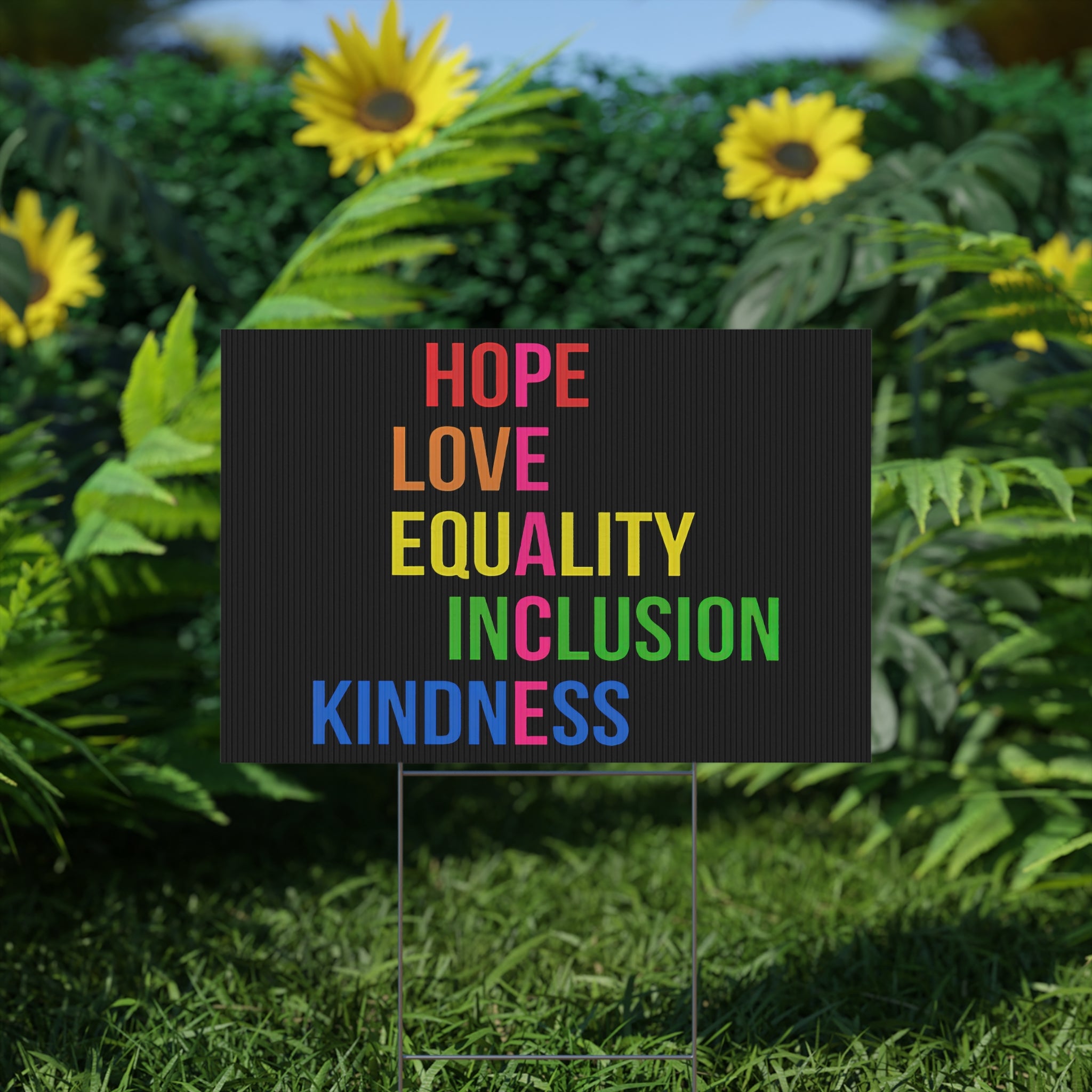 Plastic Yard Sign, Hope Love Equality Kindness Inclusion, Anti Trump, Rights Activists, Protest Sign, Political Yard Decor, Social Justice,