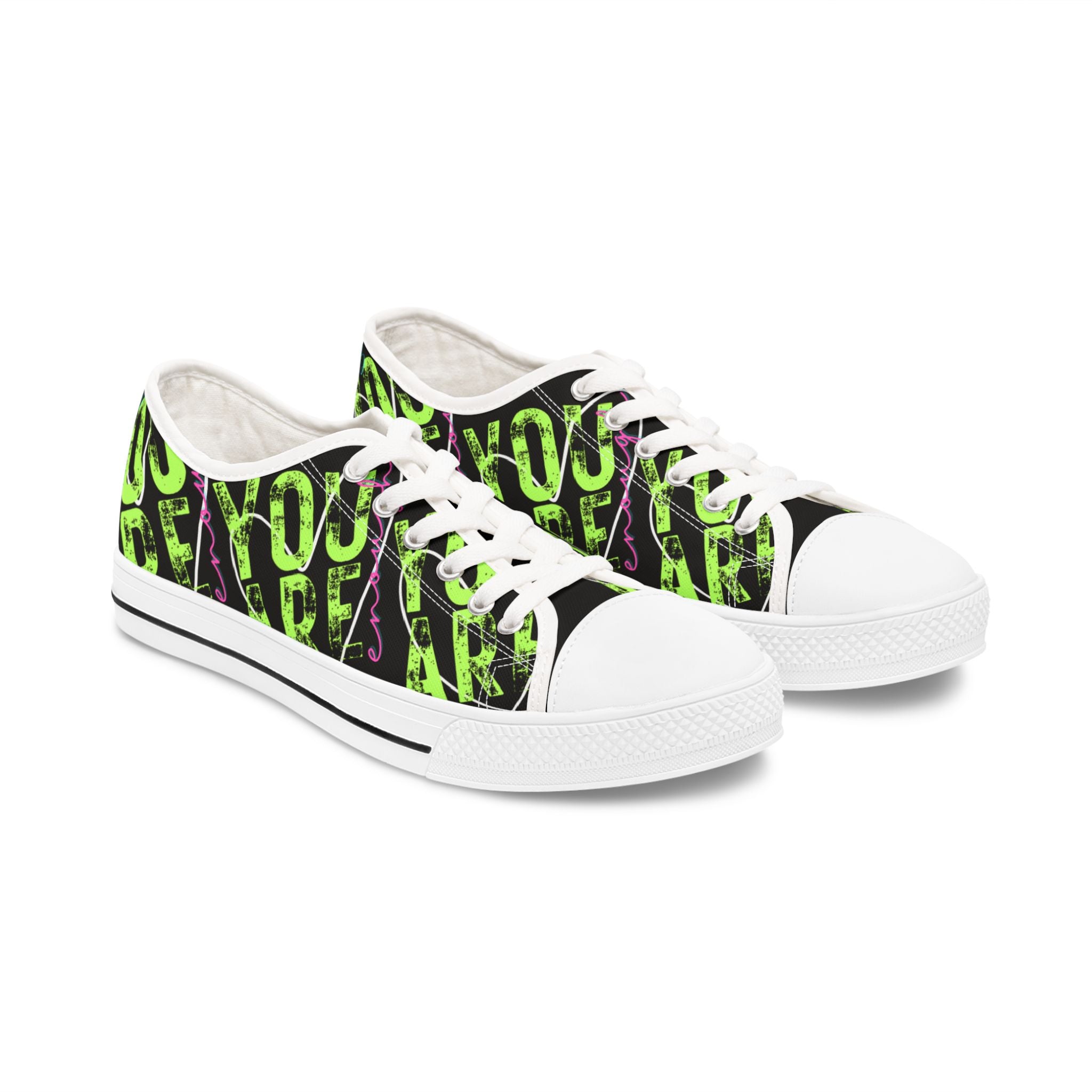 Empowering Women's Low Top Sneakers, Motivational Shoes for Her, Inspirational Athletic Footwear, Bright Colors, Positive Vibes