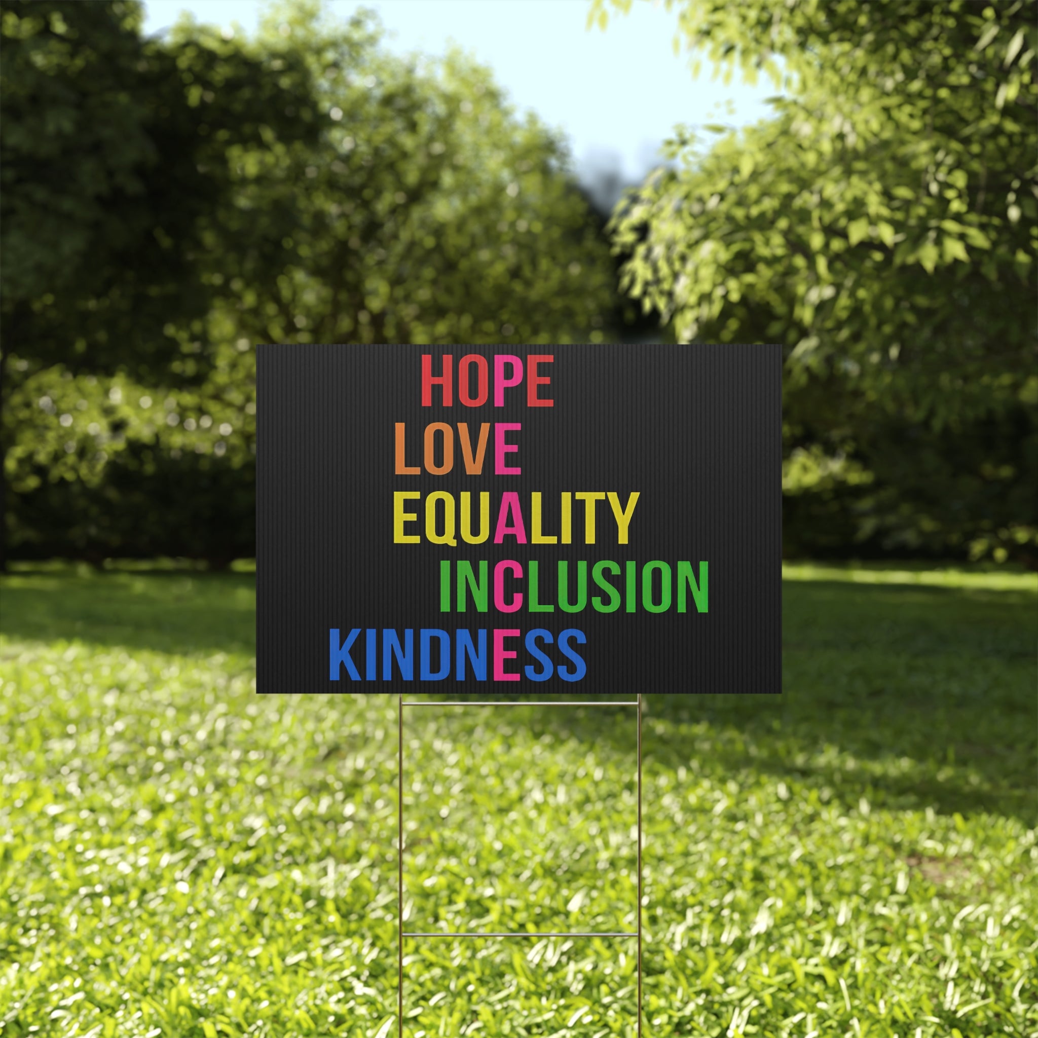 Plastic Yard Sign, Hope Love Equality Kindness Inclusion, Anti Trump, Rights Activists, Protest Sign, Political Yard Decor, Social Justice,