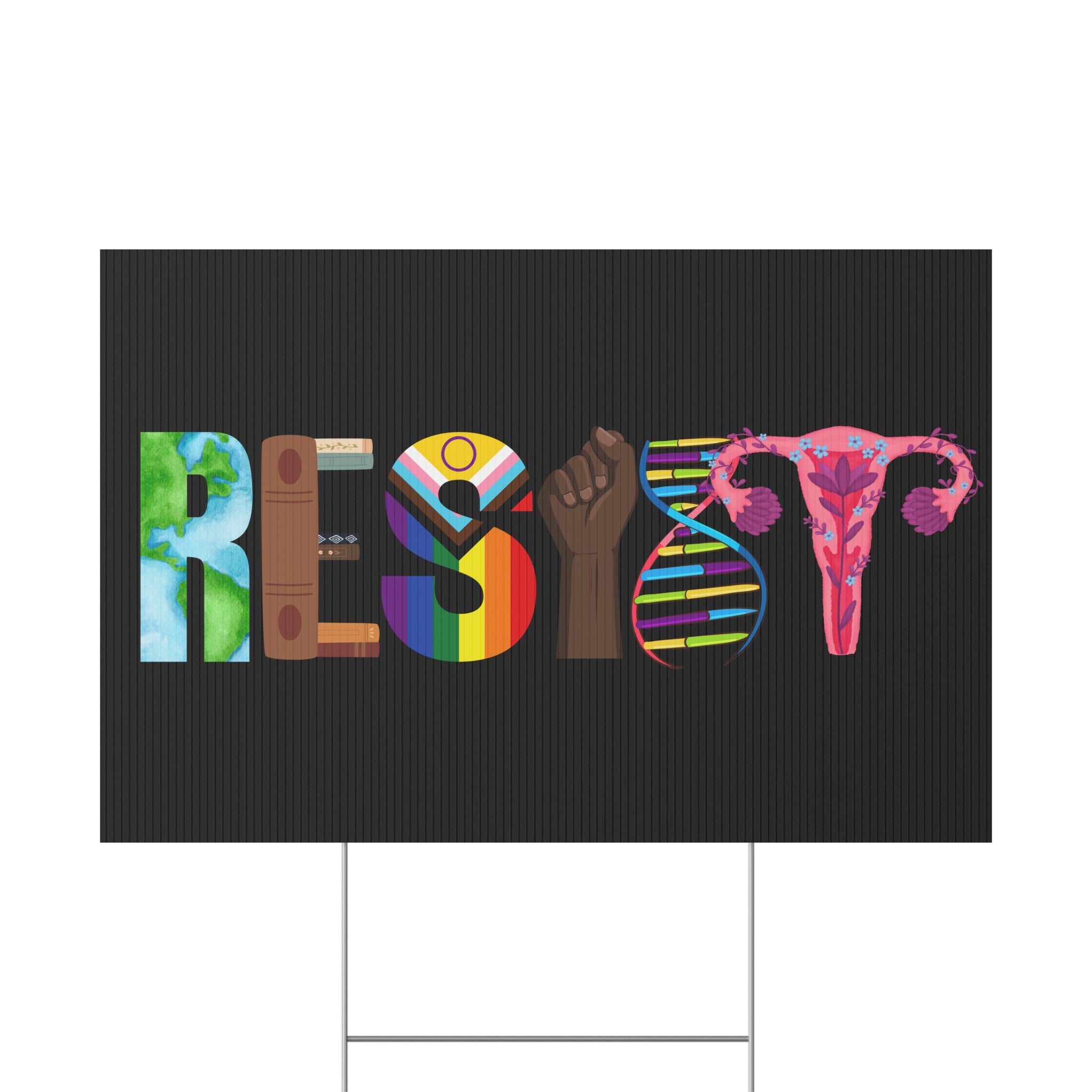 Political Rights Activist Plastic Yard Sign, Anti Trump Resist Protest Rally Protester Decoration, Liberal Democrat Home Lawn Outdoor