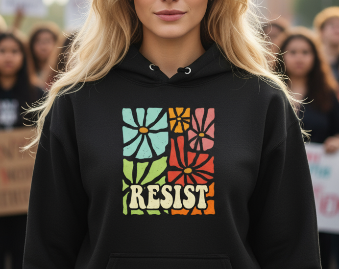 Resist Anti Trump Retro Hoodie, Political Rights Activist Sweatshirt, Protest Apparel, Activist Gift, Retro Style Pullover Liberal Fashion
