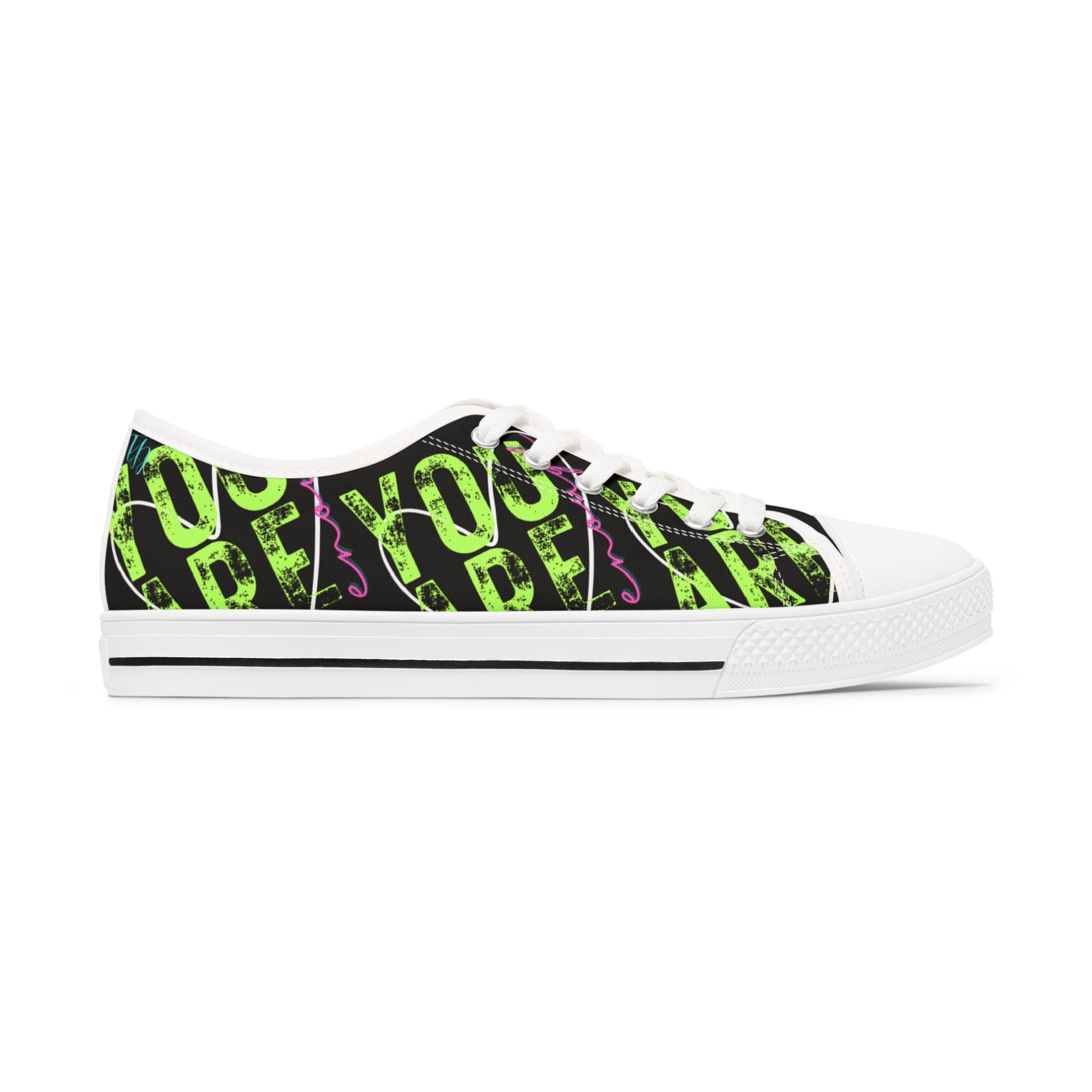 Empowering Women's Low Top Sneakers, Motivational Shoes for Her, Inspirational Athletic Footwear, Bright Colors, Positive Vibes