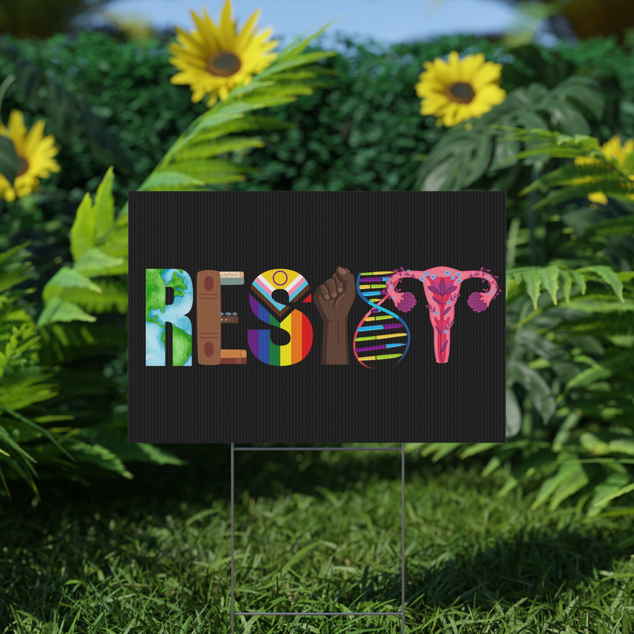 Political Rights Activist Plastic Yard Sign, Anti Trump Resist Protest Rally Protester Decoration, Liberal Democrat Home Lawn Outdoor