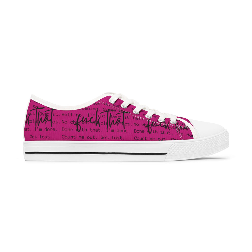 Funny Sarcasm Women's Sneakers, Hot Pink Trendy Design Font, Gifts for Her, Sarcastic Shoes, Bold Colorful Footwear, F That Inspirational Apparel Motivational Footwear