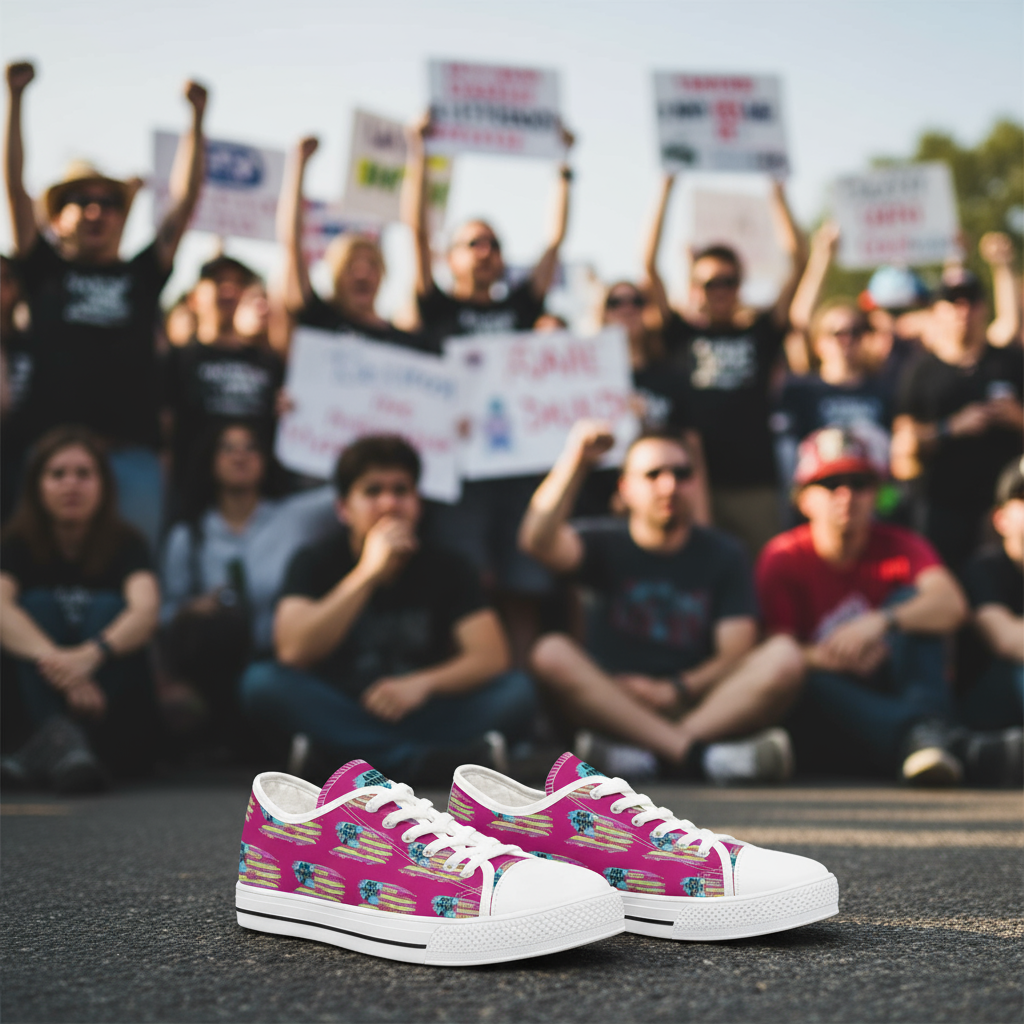 Anti Trump Protest Flag Shoes Pink Sneakers