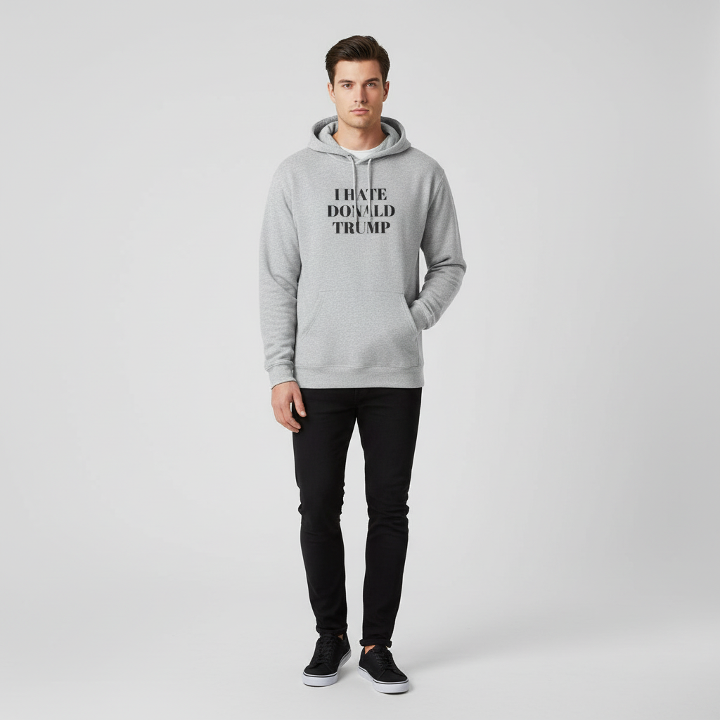 Hooded Sweatshirt - I Hate Donald Trump, Minimalist Design, Human Rights Activists