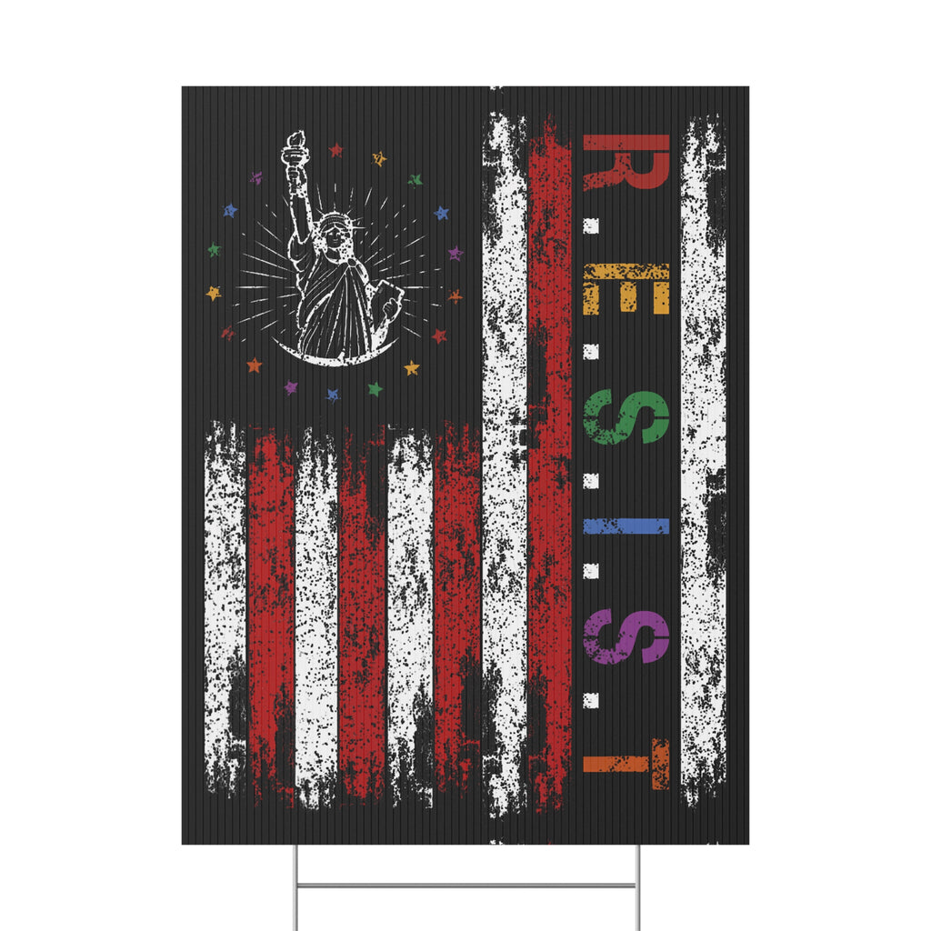 Inspirational Plastic Yard Sign, Patriotic Decor for Events, Resistance Theme, Yard Display for Activism, Garden Sign.
