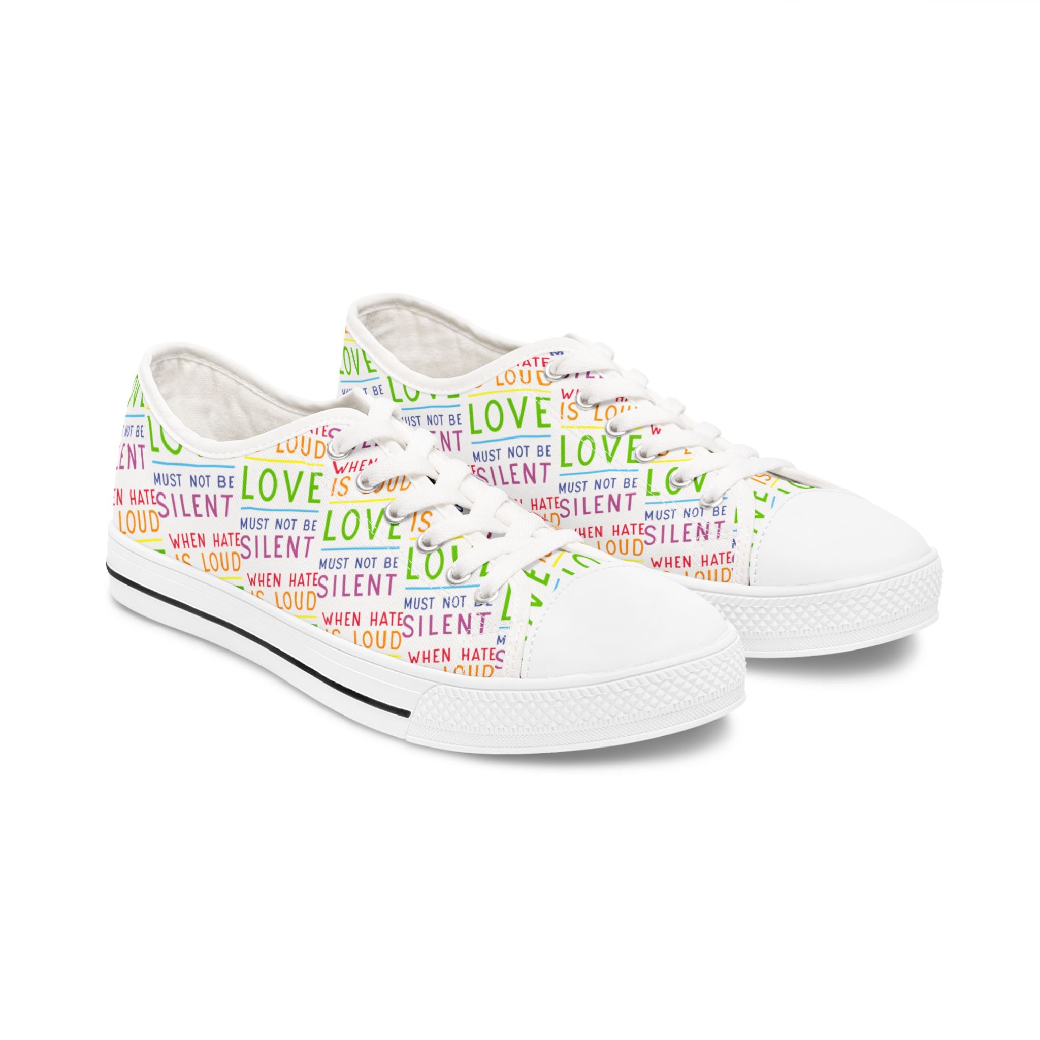 Low Top Sneakers, Love Not Hate, Equality and Inclusion, Human Rights Activists Gift, Women's Shoes, Trendy Sneaker, Feminist Fashion Chucks