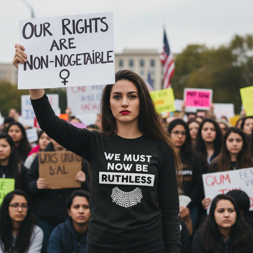 Long Sleeve Tee — "We Must Now Be Ruthless" RBG-Inspired Collar Statement Shirt, Resist Protest Human Rights Shirt