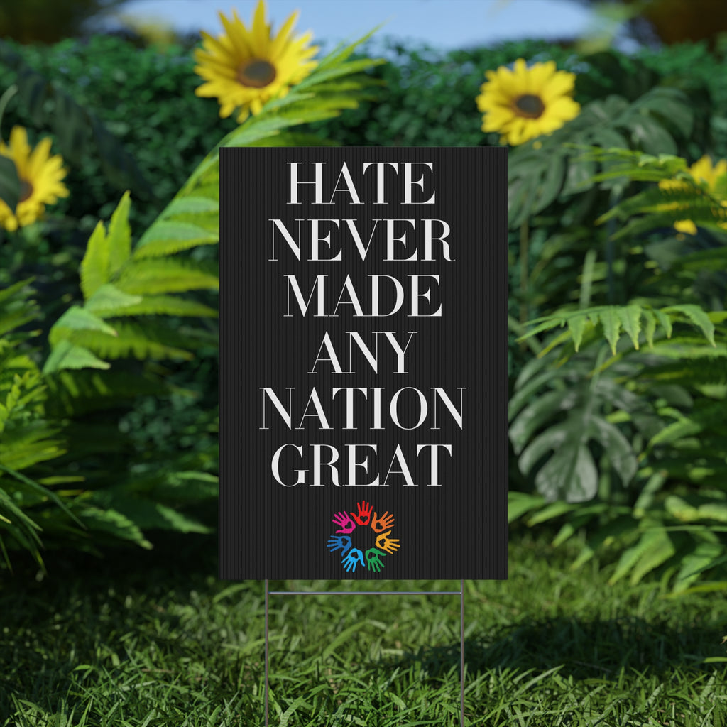 Political Yard Sign, Anti Trump Protest Sign, Equality Save Democracy Decoration, Hate has no room, Resistance Poster, Liberal Activist