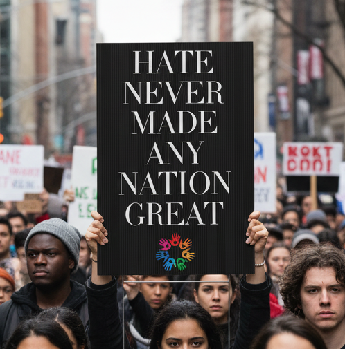 Political Yard Sign, Anti Trump Protest Sign, Equality Save Democracy Decoration, Hate has no room, Resistance Poster, Liberal Activist