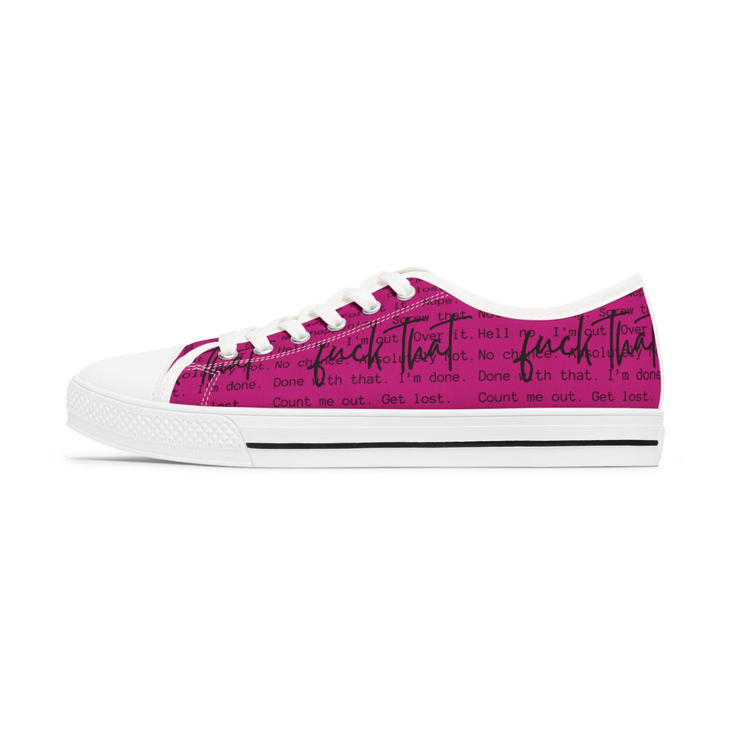 Funny Sarcasm Women's Sneakers, Hot Pink Trendy Design Font, Gifts for Her, Sarcastic Shoes, Bold Colorful Footwear, F That Inspirational Apparel Motivational Footwear