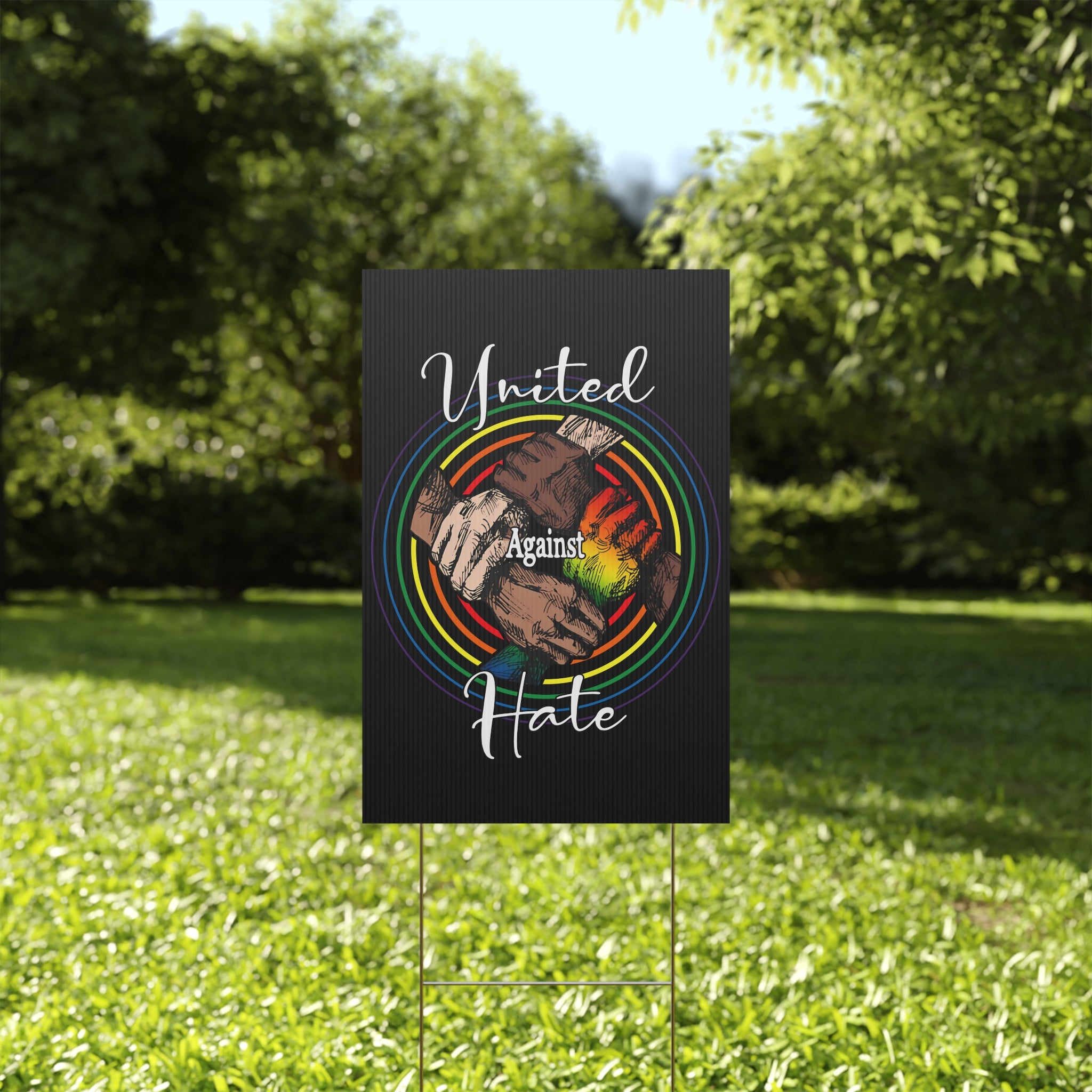 Yard Sign, Anti Trump, United against hate, Equality, Inclusion, Protest Sign, Outdoor Decor, Political Statement, Resistance Yard Sign
