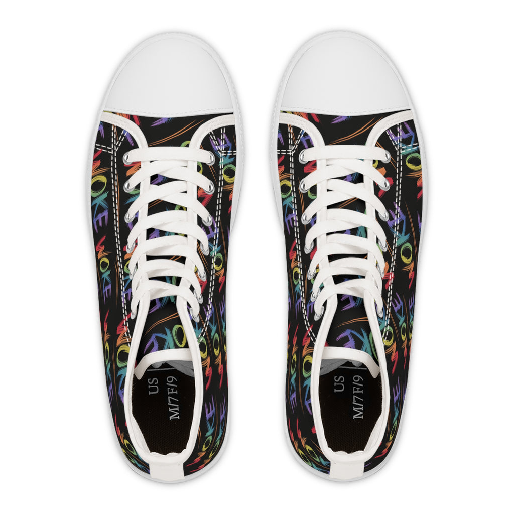 Woke Women's High Top Sneakers, Trendy Sneakers, Colorful Fashion, Statement Footwear, Gift for Activists, Casual Wear, Liberal Protest Chucks, Anti Trump Apparel, Save Democracy