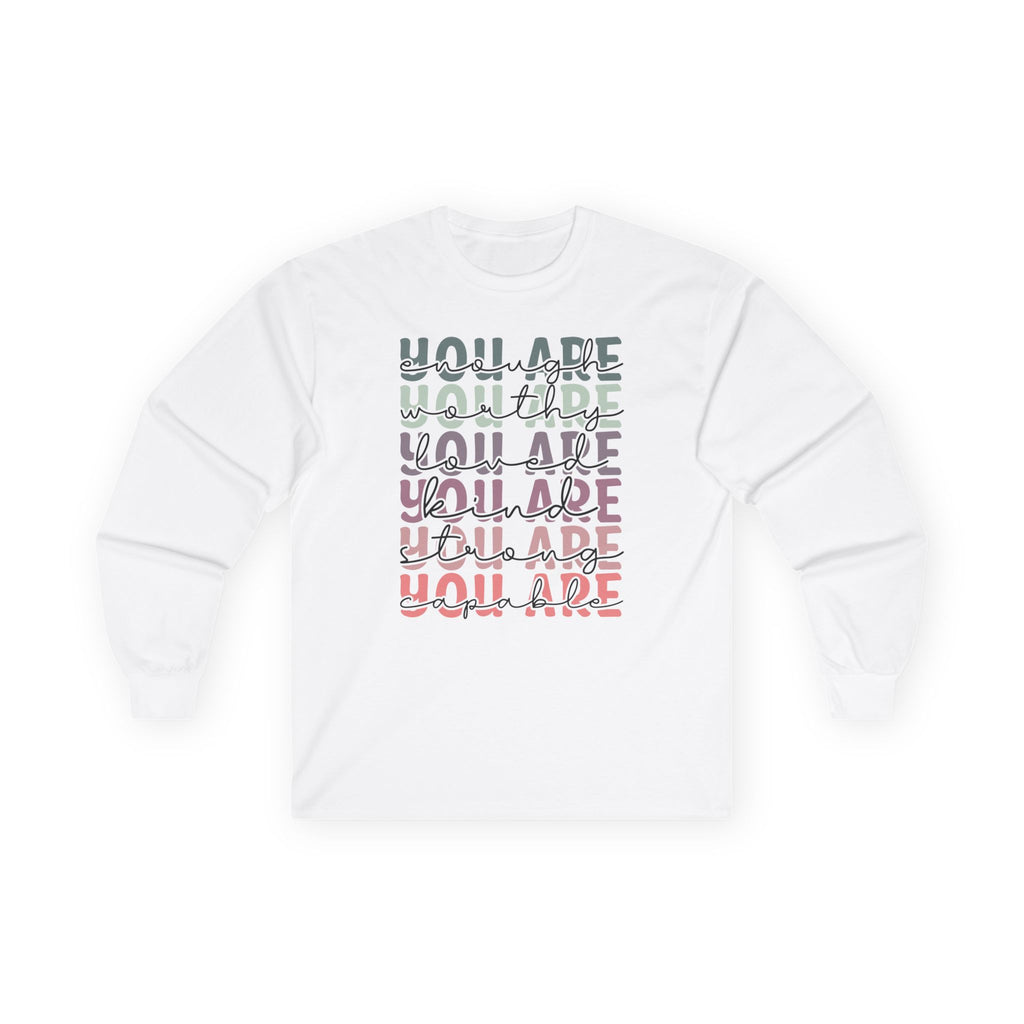 Positive Vibes Unisex Long Sleeve Tee, Mental Health Shirt, Trending Christmas Gift, Inspirational Clothing, Holiday Apparel