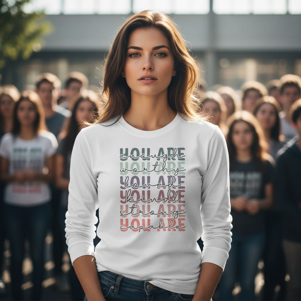 Positive Vibes Unisex Long Sleeve Tee, Mental Health Shirt, Trending Christmas Gift, Inspirational Clothing, Holiday Apparel