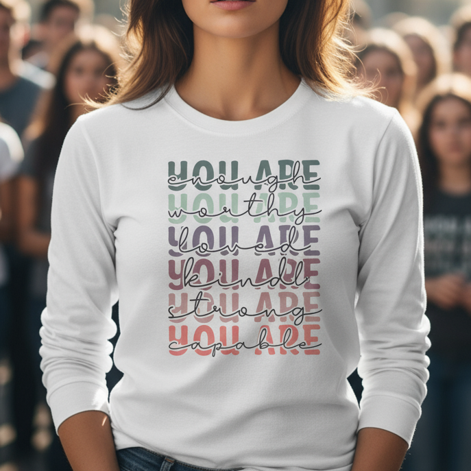 Positive Vibes Unisex Long Sleeve Tee, Mental Health Shirt, Trending Christmas Gift, Inspirational Clothing, Holiday Apparel