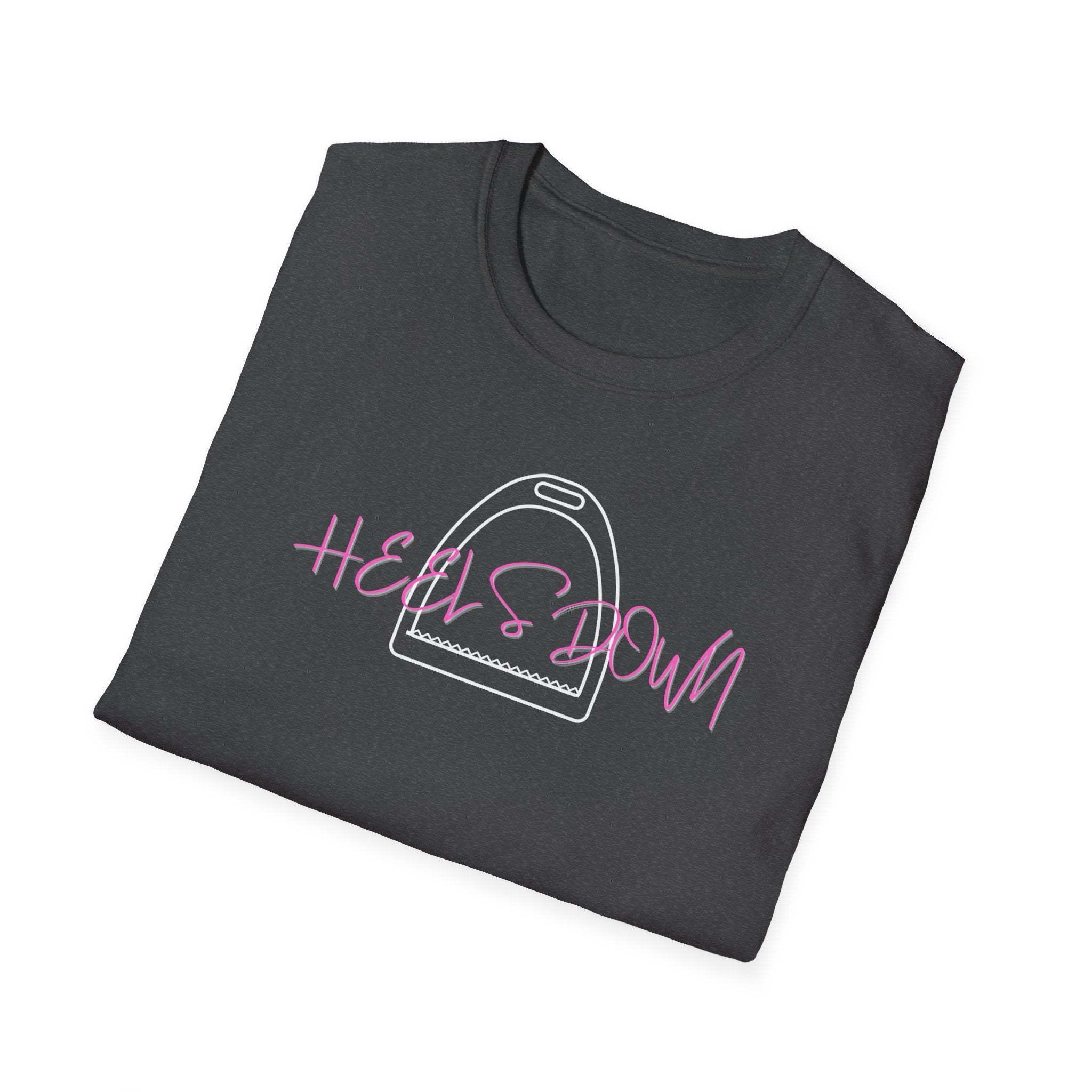 Heels Down T‑Shirt — Retro Equestrian Graphic Tee Gift for Horse Lover