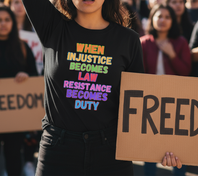 When Injustice Becomes Law Resistance Becomes Duty Colorful Protest Shirt