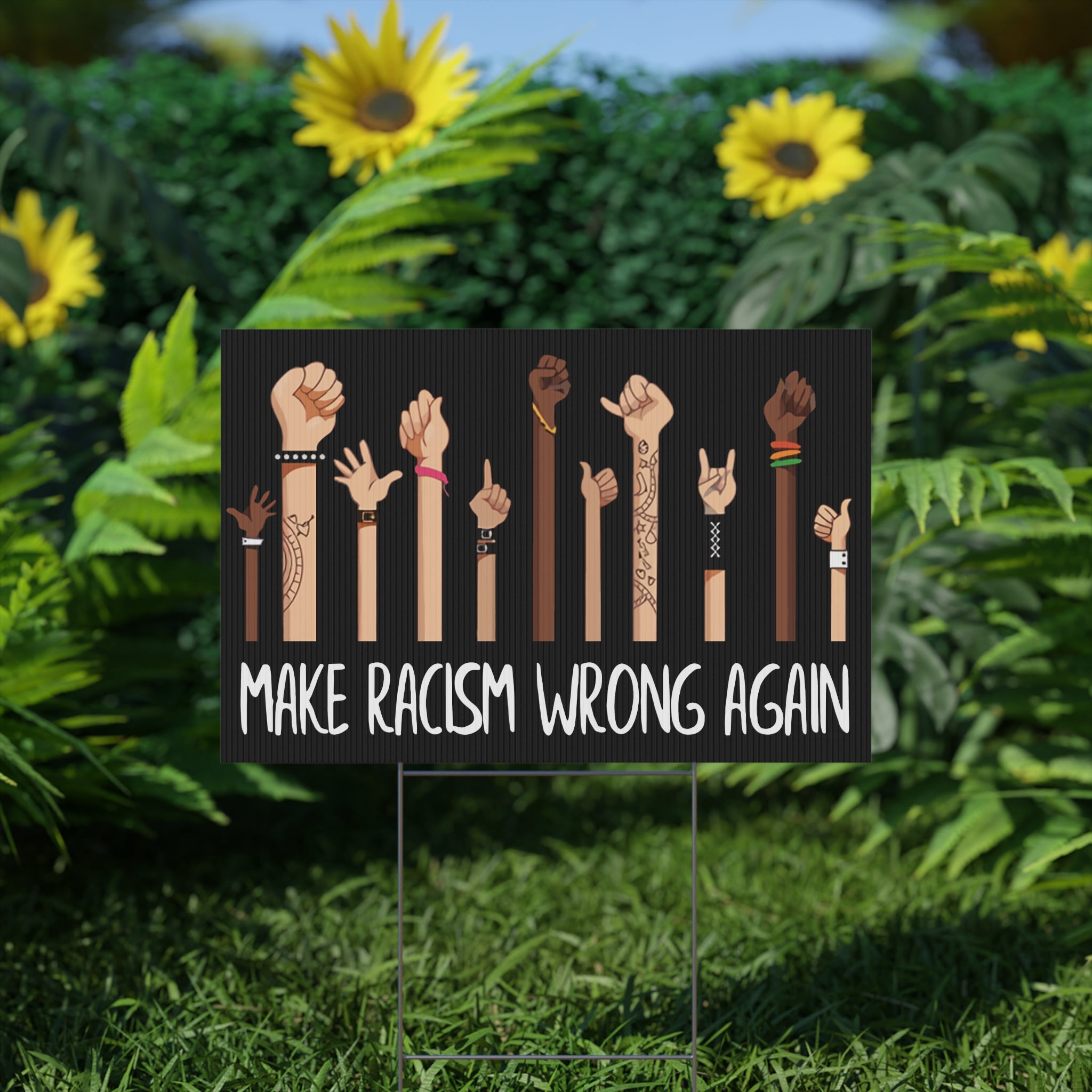 Resistance Make Racism Wrong Again Yard Sign, Garden Decor, Racial Justice Sign, Protest Sign, Black Lives Matter Sign, Outdoor Display
