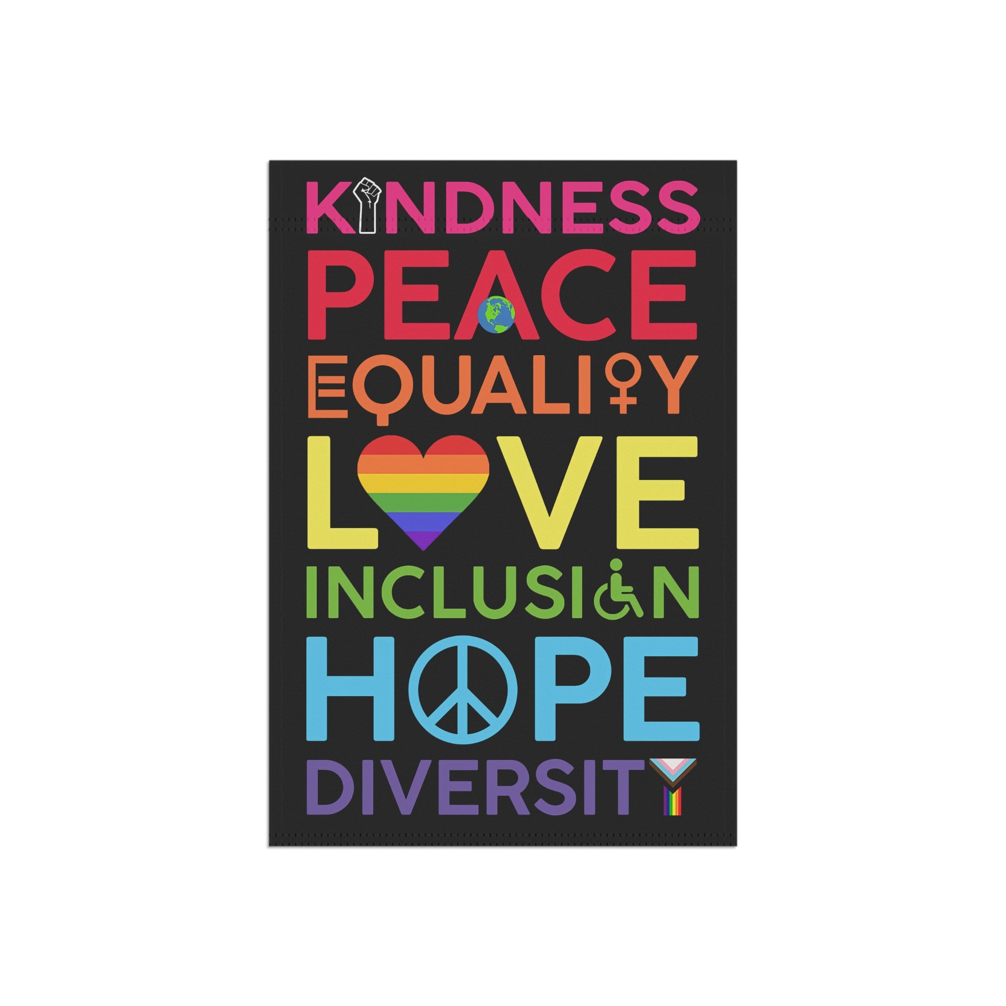 Banner - Human Rights Activists Kindness Peace Rainbow Design, Anti Trump, Motivational Sign
