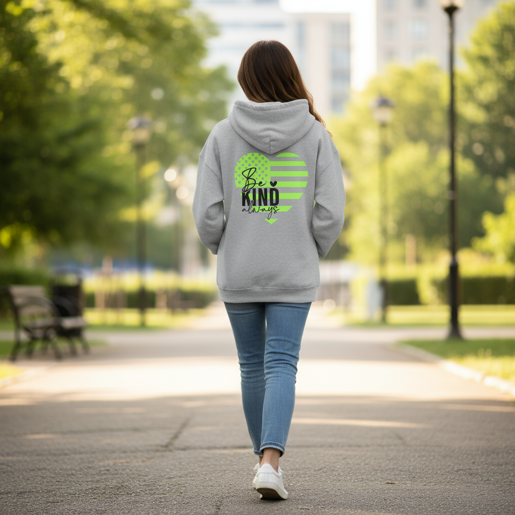 Be Kind Always Inspirational Hoodie, Bright Colors, Unisex Sweatshirt, Positive Quote Long Sleeve, Gift for Men Women Teens, Cozy Jumper,
