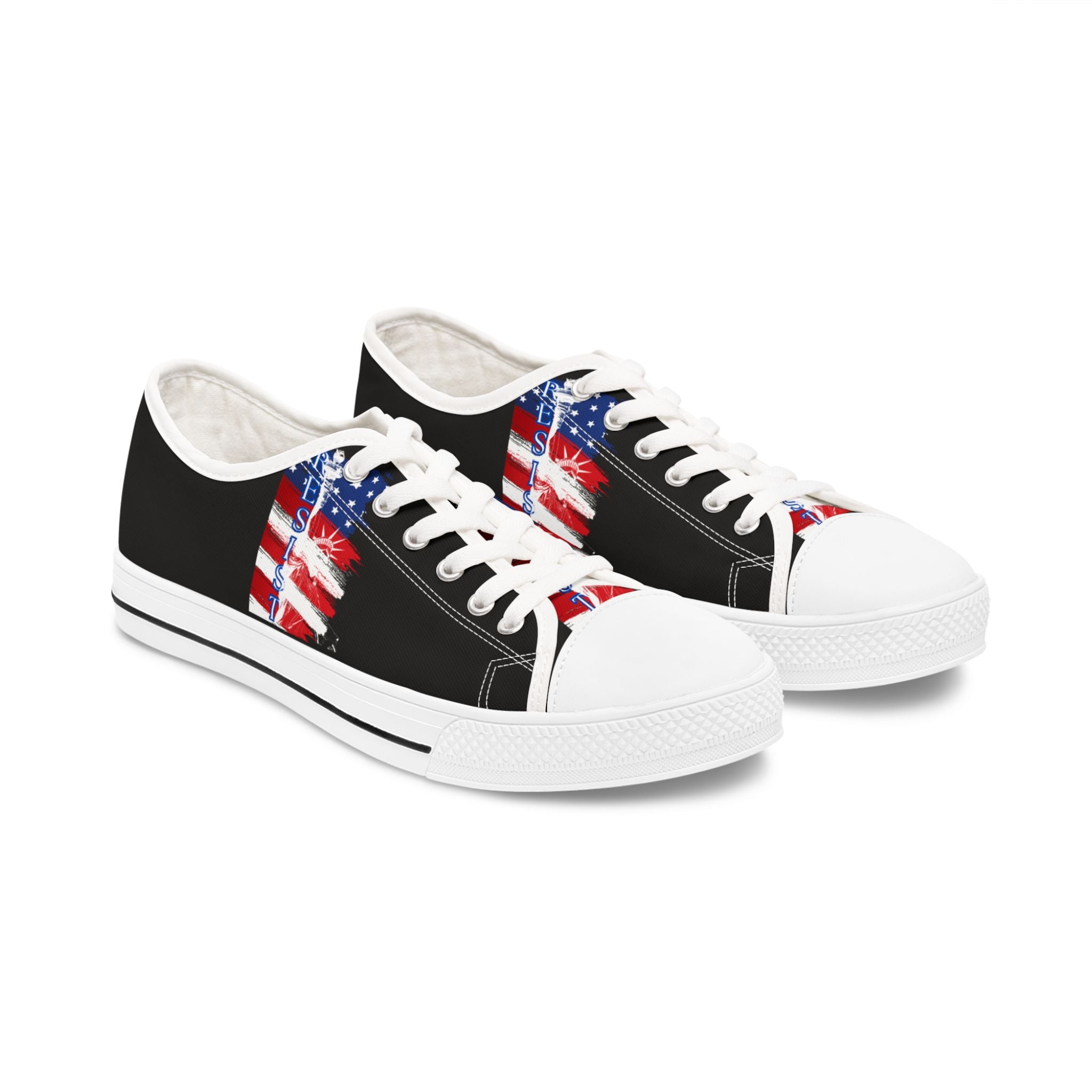 Sneakers - Resist Activists Anti Trump Rights - Women's Low Top Shoes, Save Democracy, Political Protester Footwear