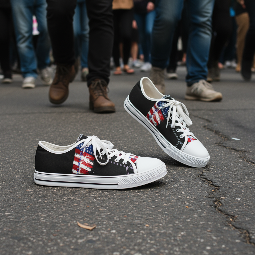 Sneakers - Resist Activists Anti Trump Rights - Women's Low Top Shoes, Save Democracy, Political Protester Footwear