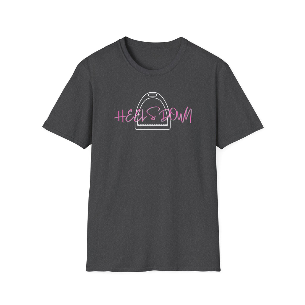 Heels Down T‑Shirt — Retro Equestrian Graphic Tee Gift for Horse Lover