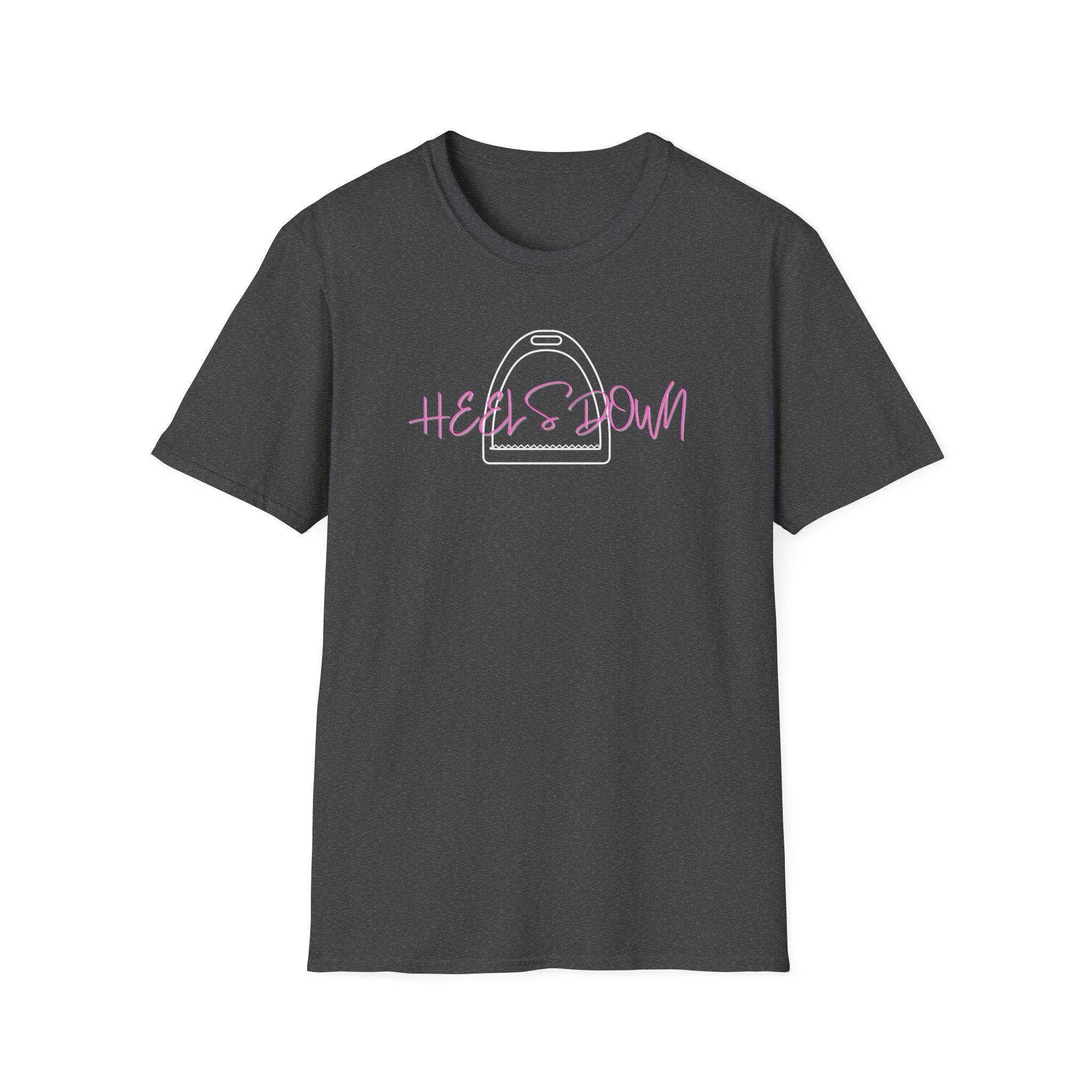 Heels Down T‑Shirt — Retro Equestrian Graphic Tee Gift for Horse Lover