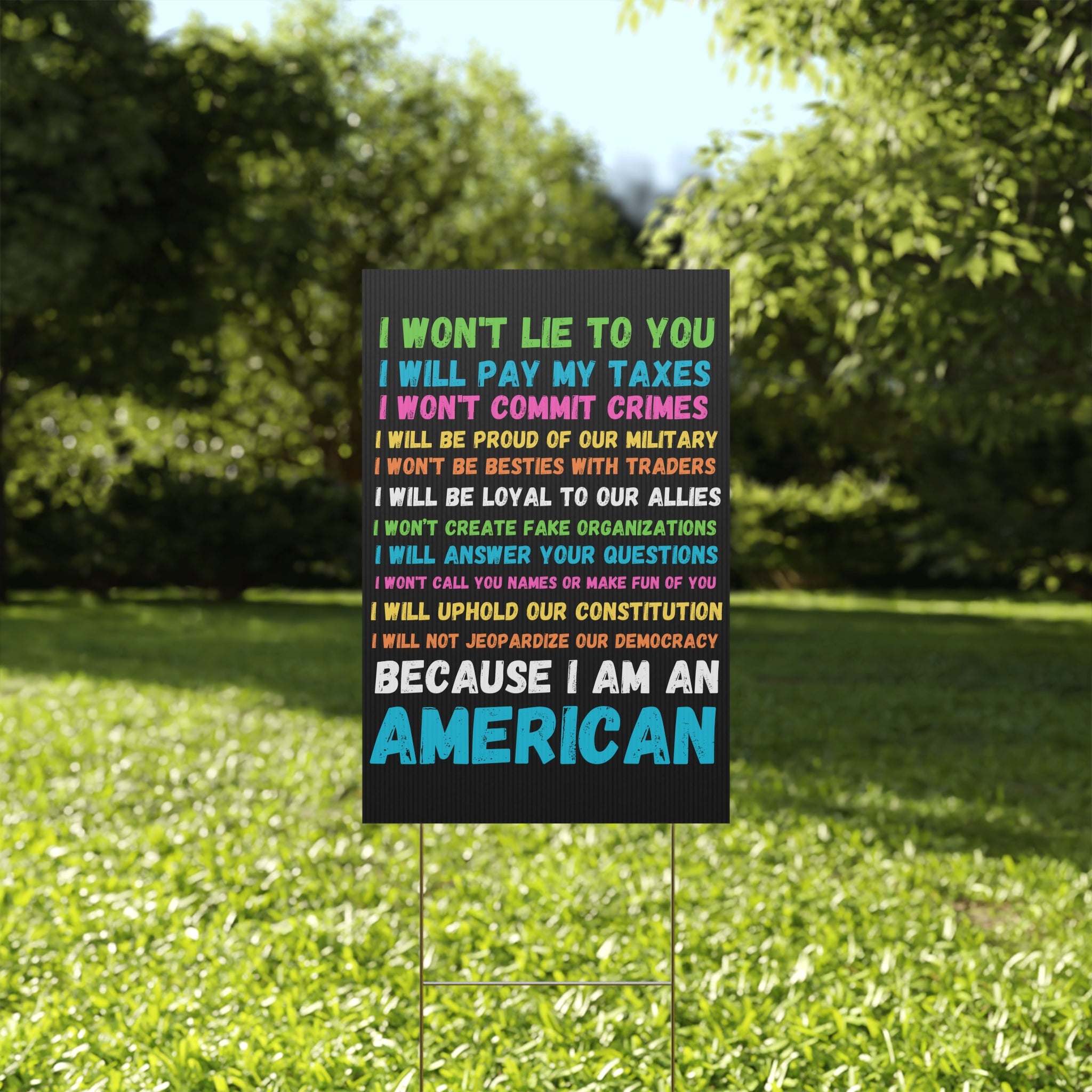 Yard Sign - Anti Trump Human Rights Activists Defend Democracy No Kings Protest, Resistance Movement