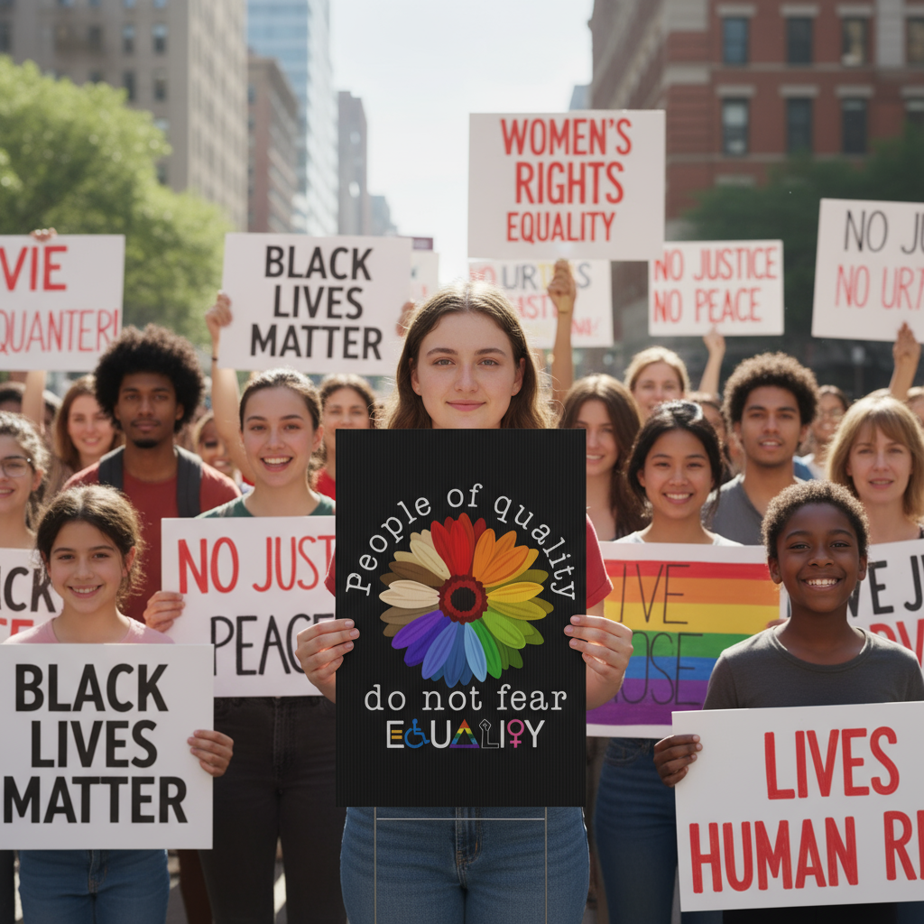 Yard Sign: Anti Trump Equality Activist Protest Sign, Equality Inclusion Save Democracy, Resistance Sign