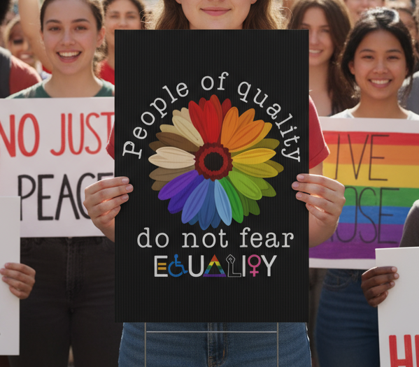 Yard Sign: Anti Trump Equality Activist Protest Sign, Equality Inclusion Save Democracy, Resistance Sign